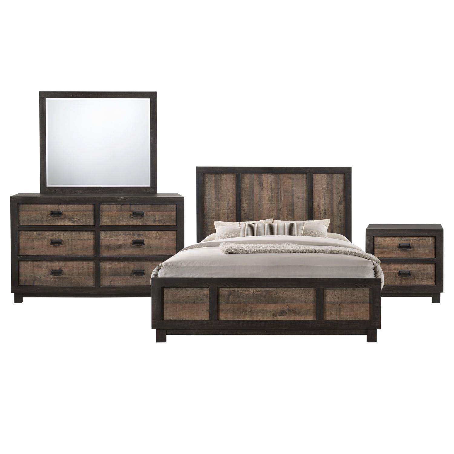 Harrison Dark Chocolate and Walnut Queen Panel Bedroom Set