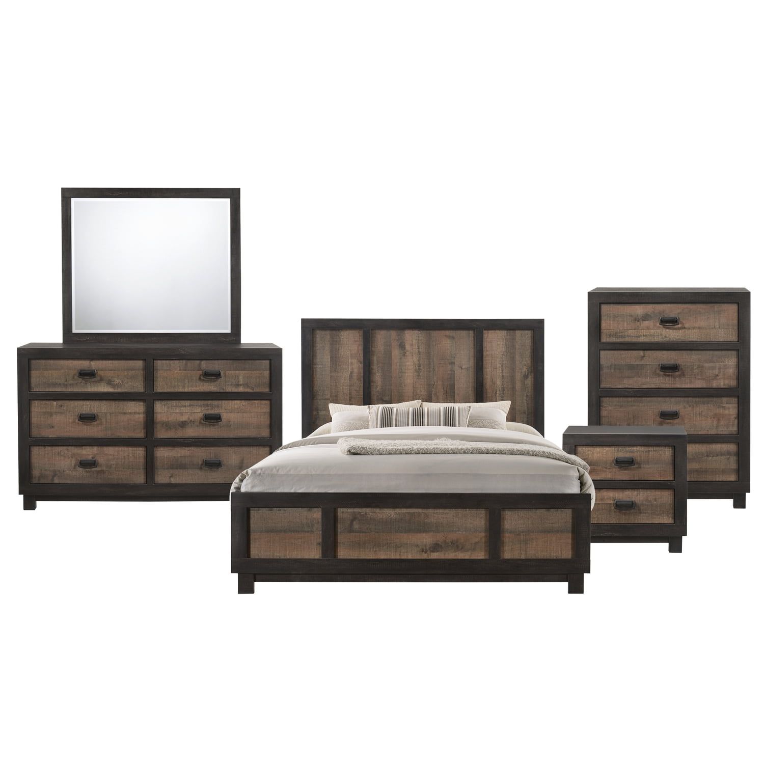 Harrison Dark Brown 5-Piece King Panel Bedroom Set