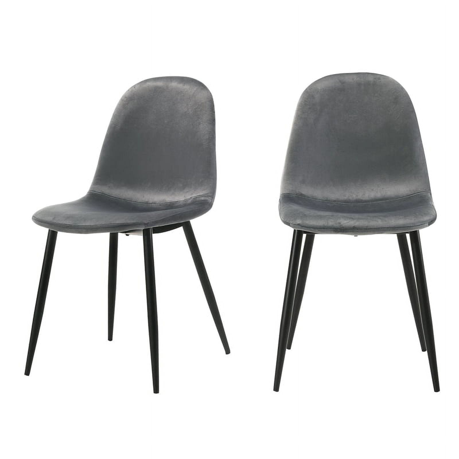 High Glam Dark Grey Velvet Upholstered Side Chair with Metal Legs