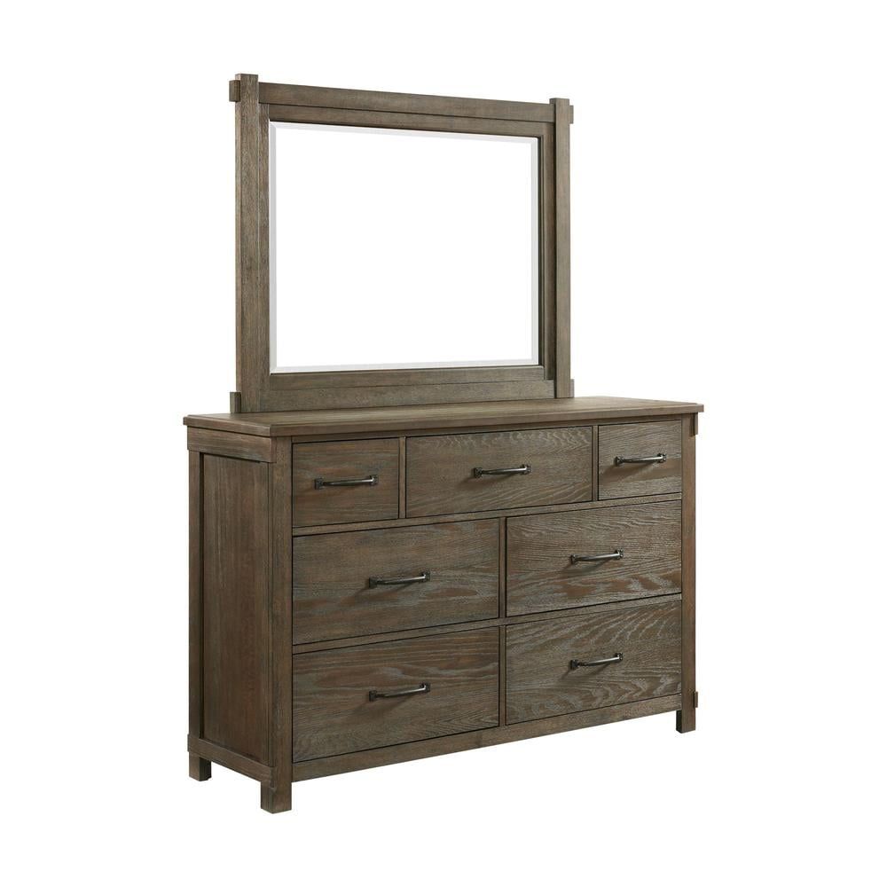 Walnut 7-Drawer Rustic Farmhouse Dresser with Felt Lined Drawer