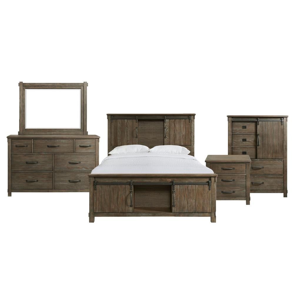 Jack Dark Brown Queen Platform Storage 5PC Bedroom Set