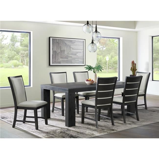 Jasper Black Acacia 7-Piece Dining Set with Upholstered Chairs