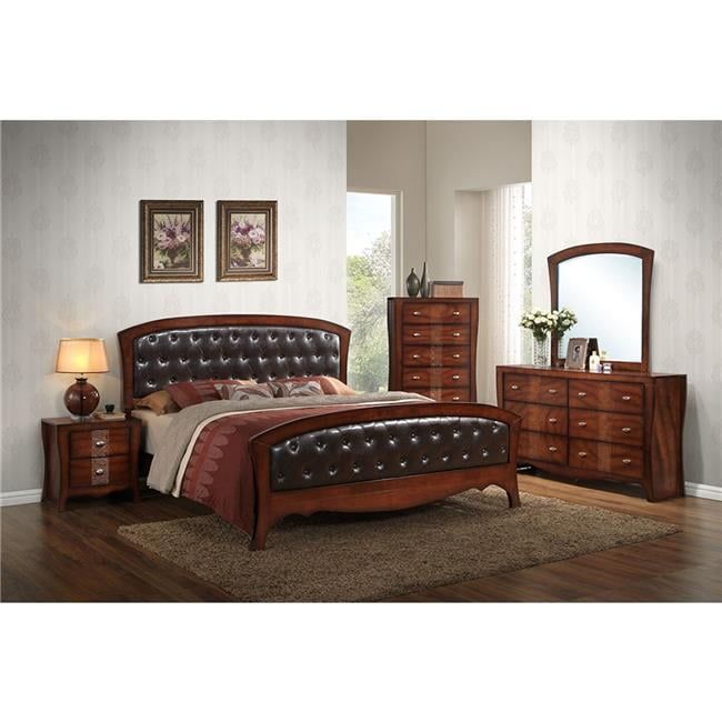 Jansen Espresso King Upholstered Bed with Tufted Faux Leather