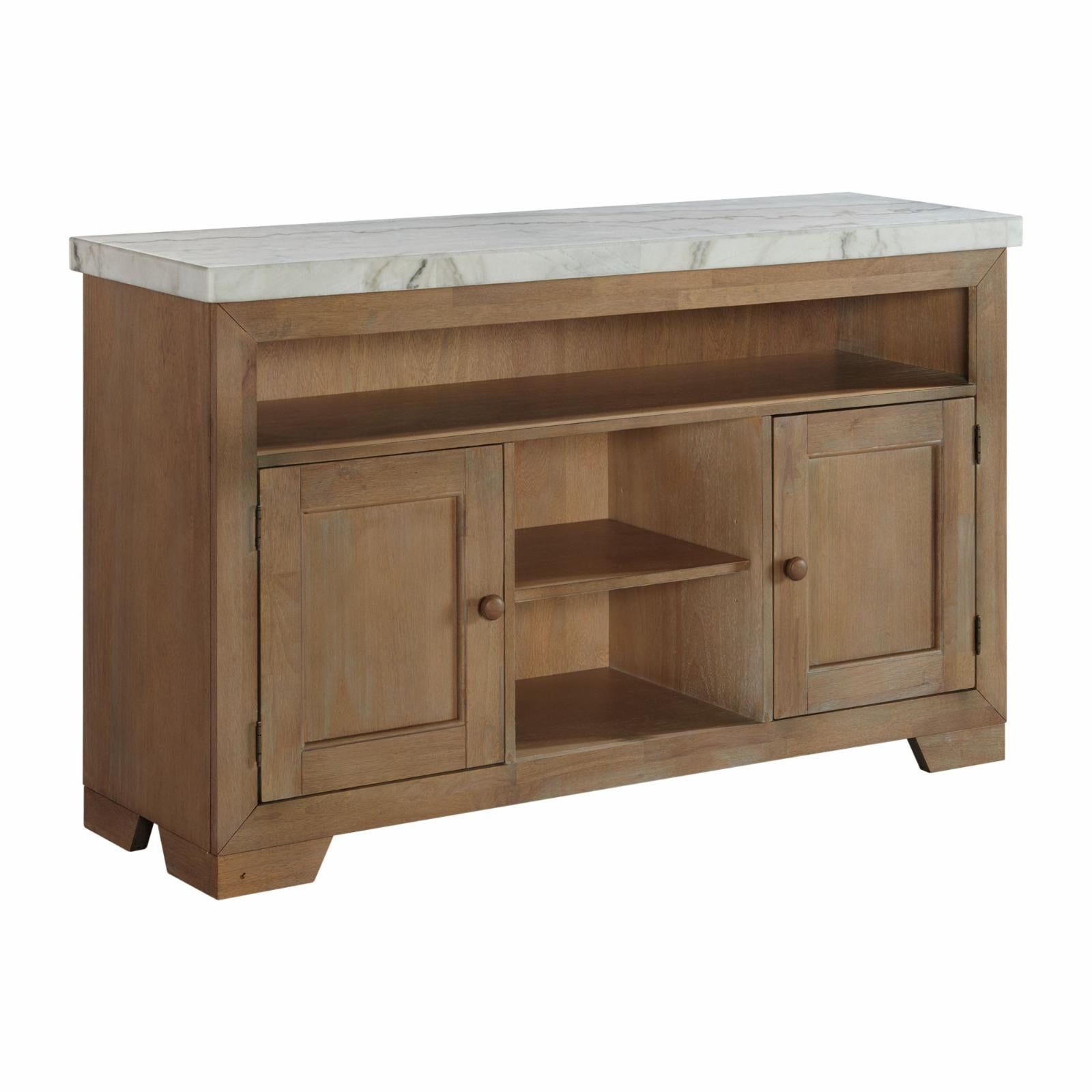 Natural Brown Wood Server with White Marble Top