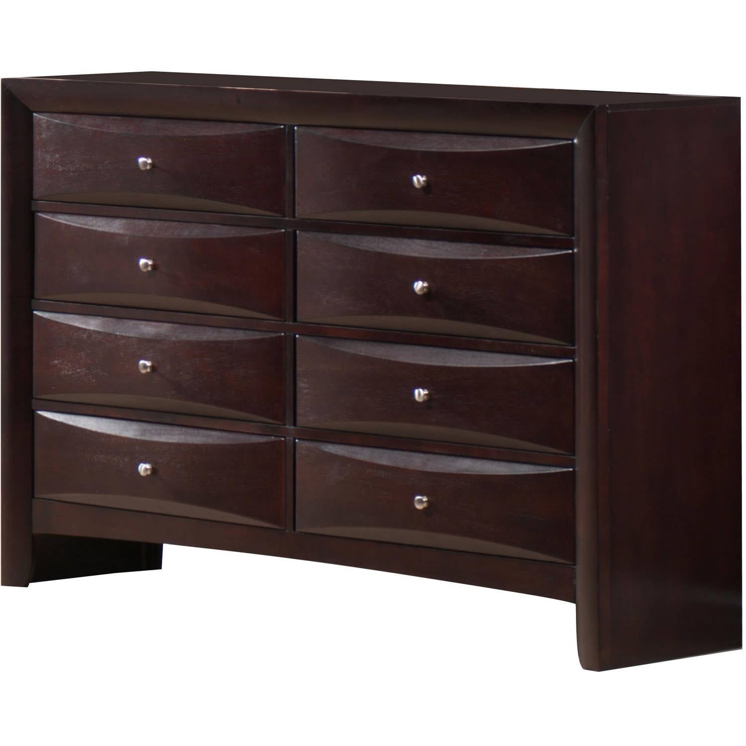 Mahogany Brown Double Dresser with Dovetail Drawers