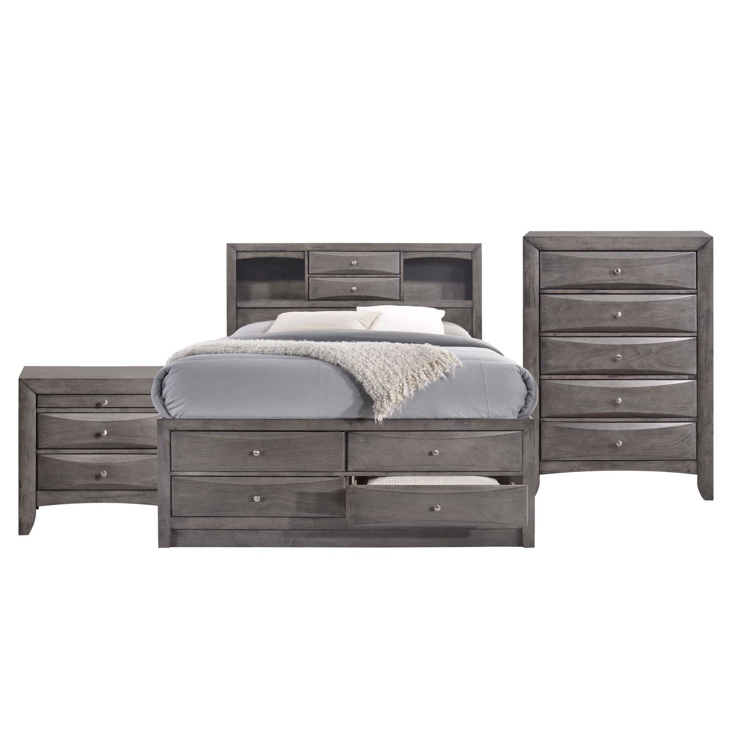 Madison Gray Oak 3-Piece Storage Platform Bedroom Set