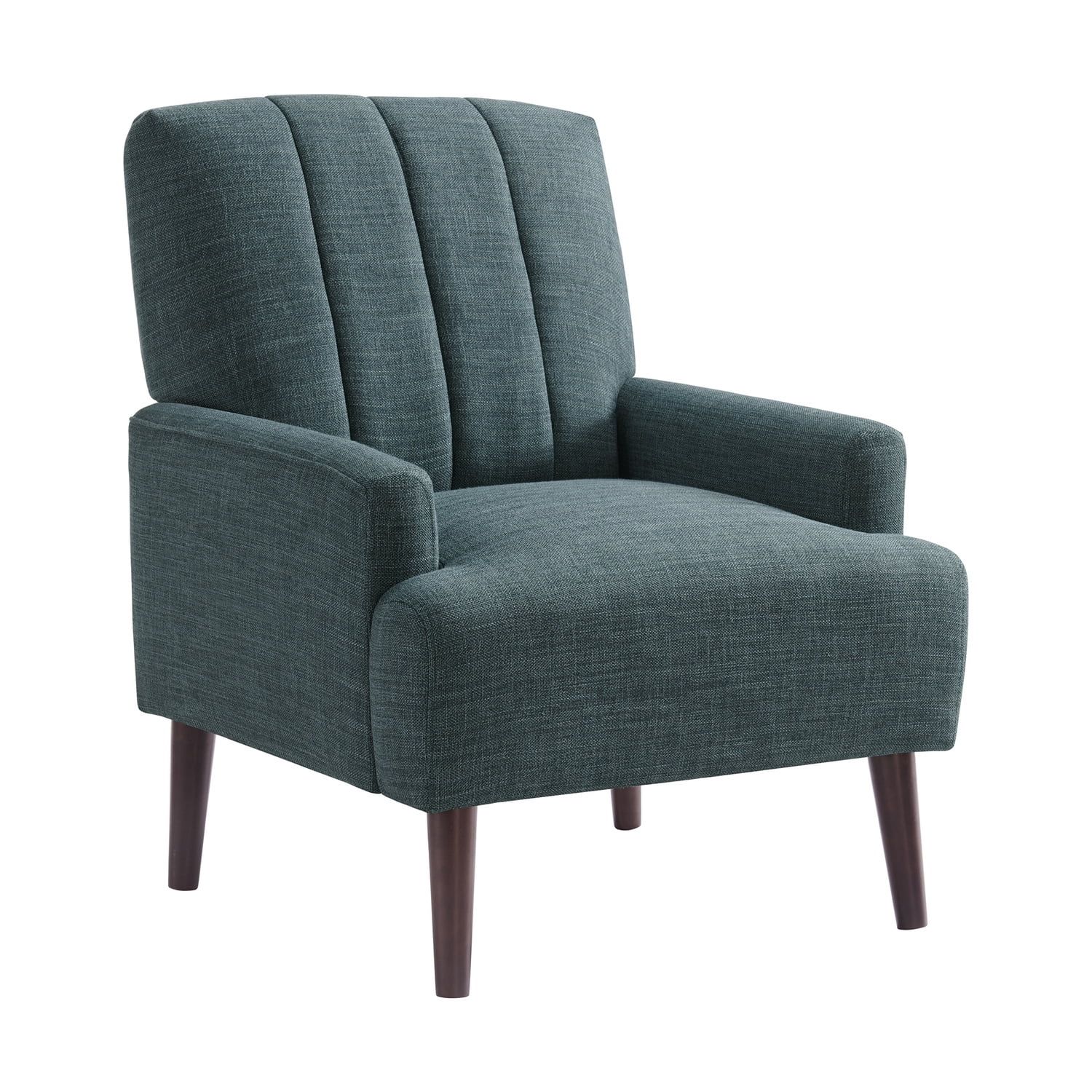 Teal Channel Back Accent Chair with Wooden Legs