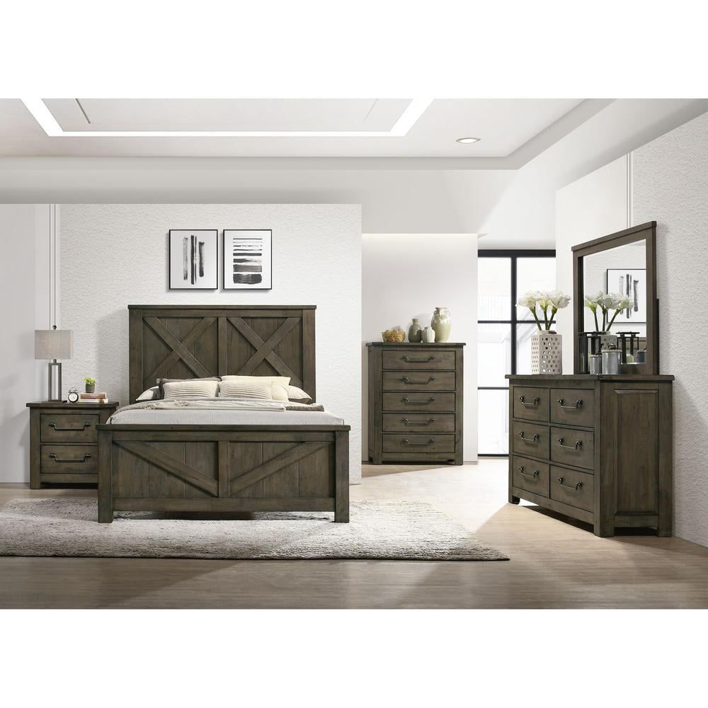 Rustic Gray 6-Drawer Dresser with Mirror