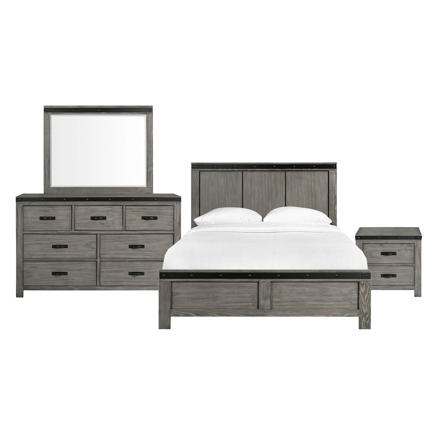 Montauk Dark Gray King Panel 4-Piece Bedroom Set