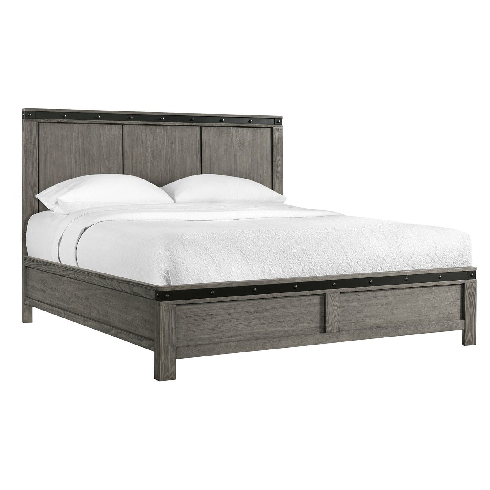 Montauk Gray King Panel Bed with Wood Frame and Headboard