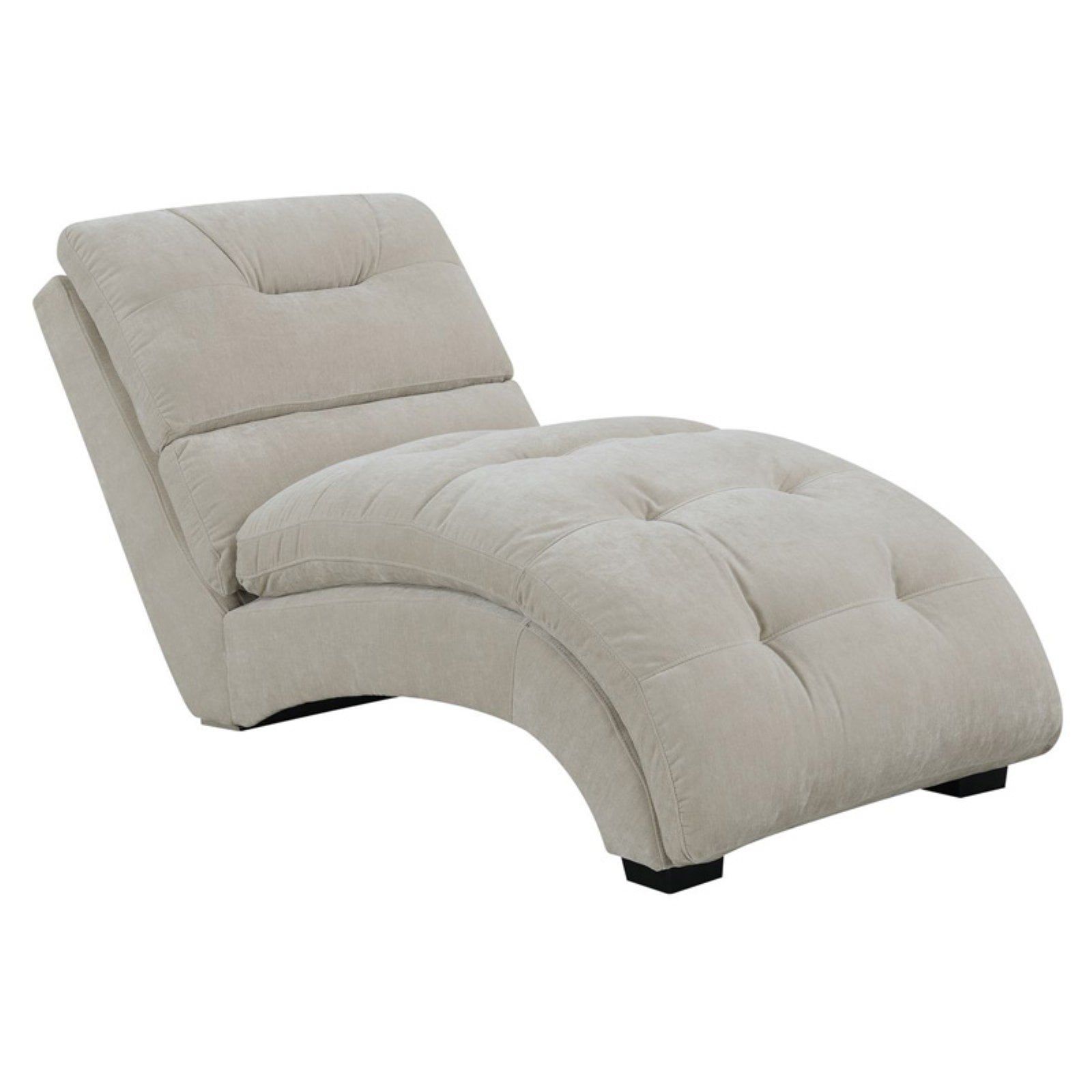 Beige Microfiber Square Tufted Chaise Lounge