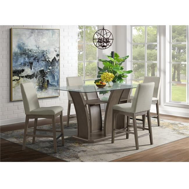 Gray Glass Top Rectangular Counter Height Dining Table