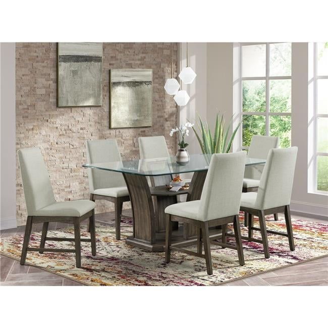 Simms 72'' Gray Glass Top Rectangular Dining Table