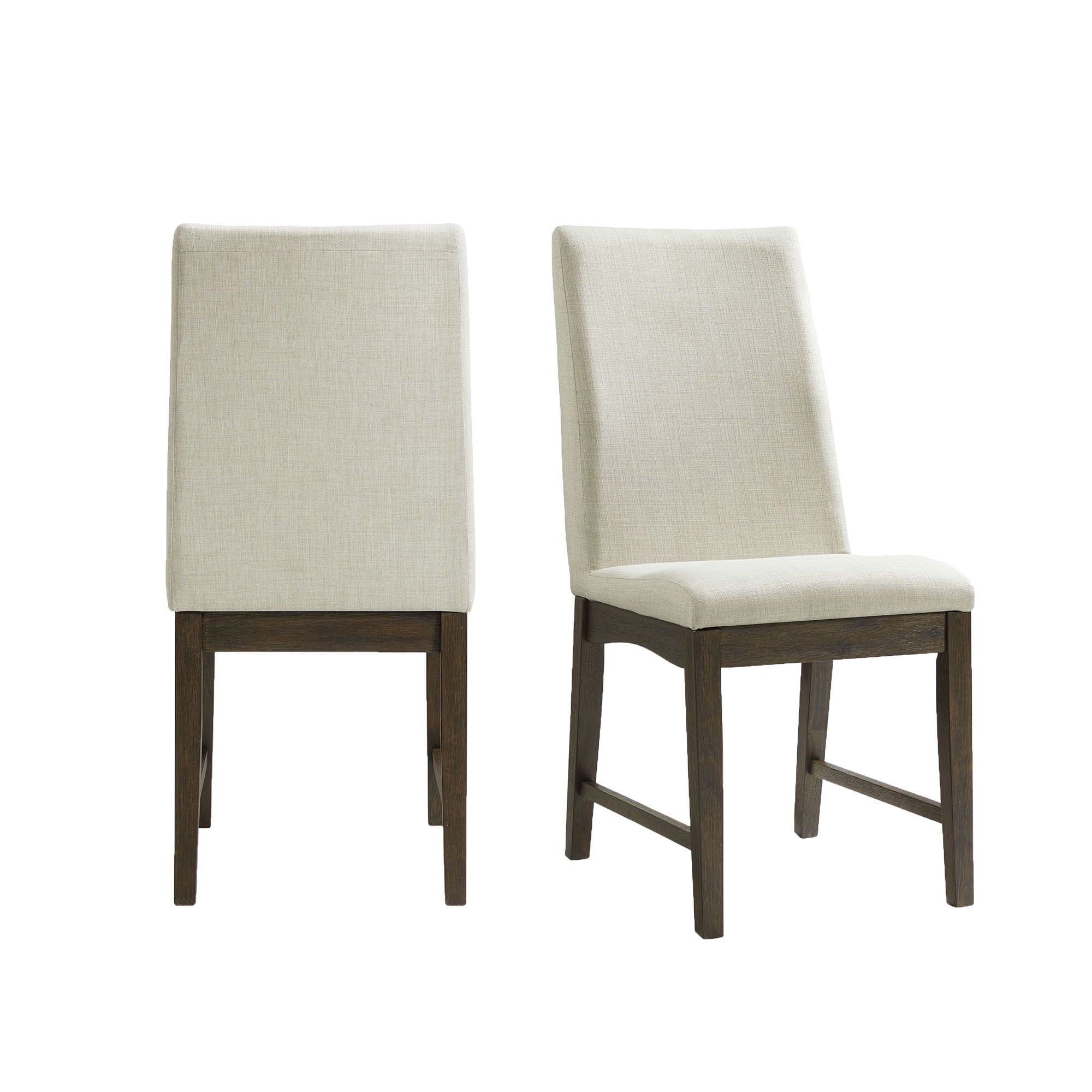 Transitional Cream Upholstered Wood Side Chair Set