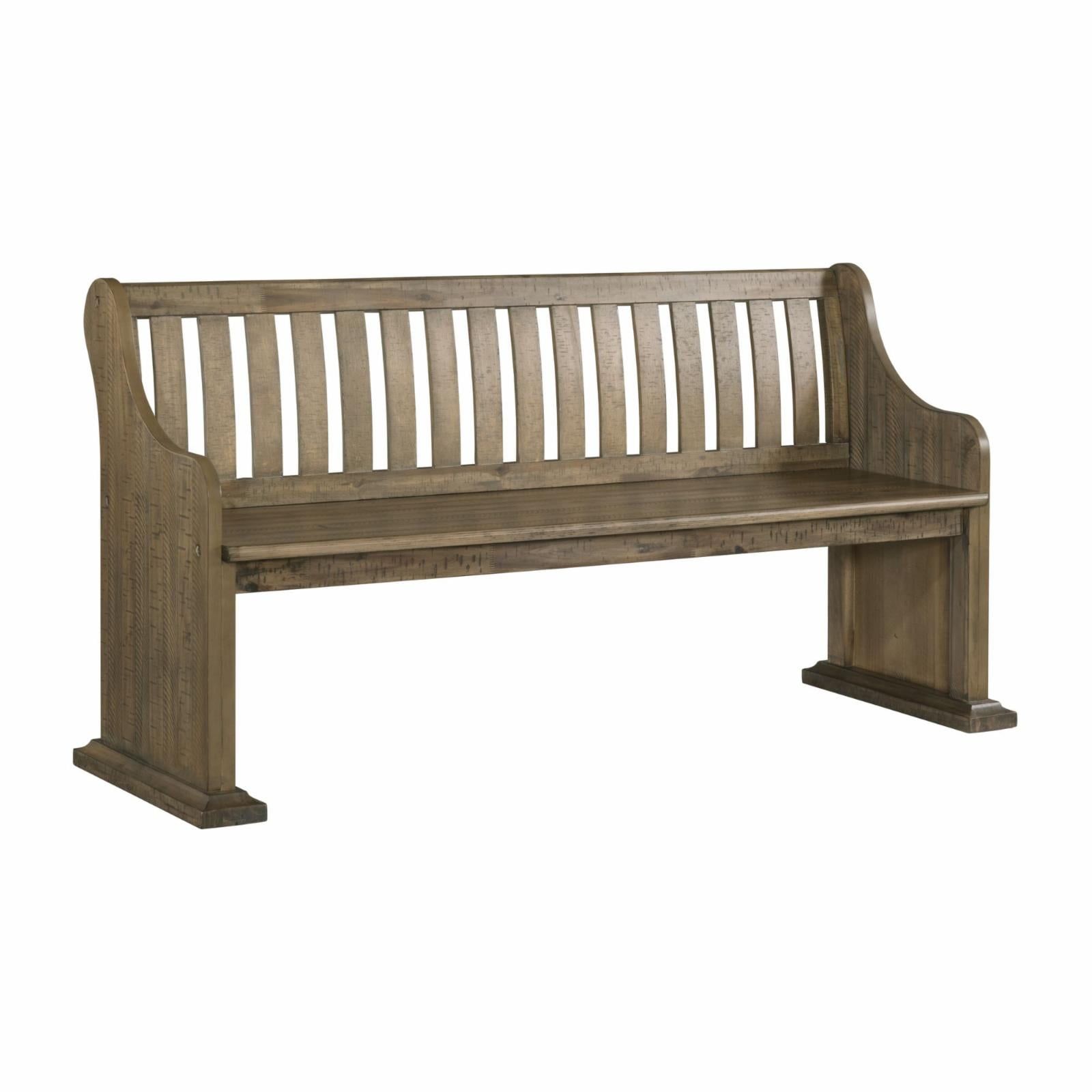 Stanford 68'' Gray Traditional Pew Bench with Slat Back