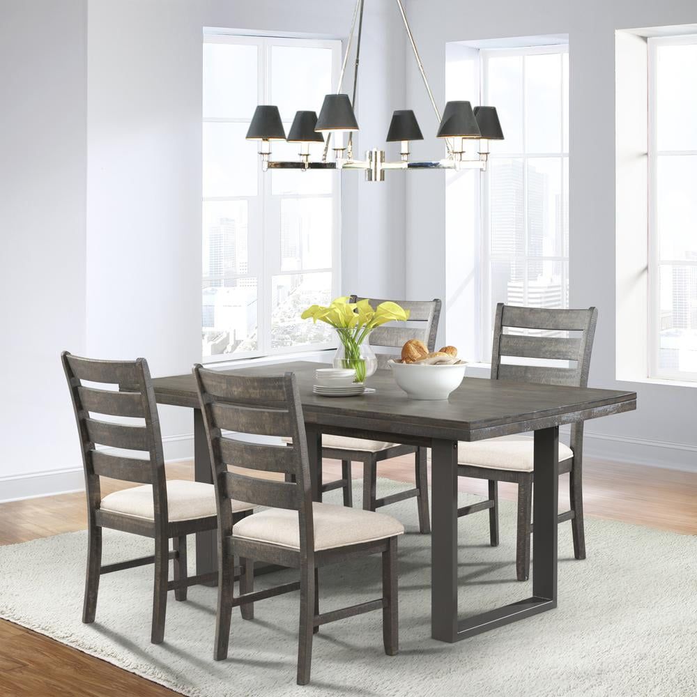 Sullivan Dark Walnut 5-Piece Dining Set with Upholstered Chairs