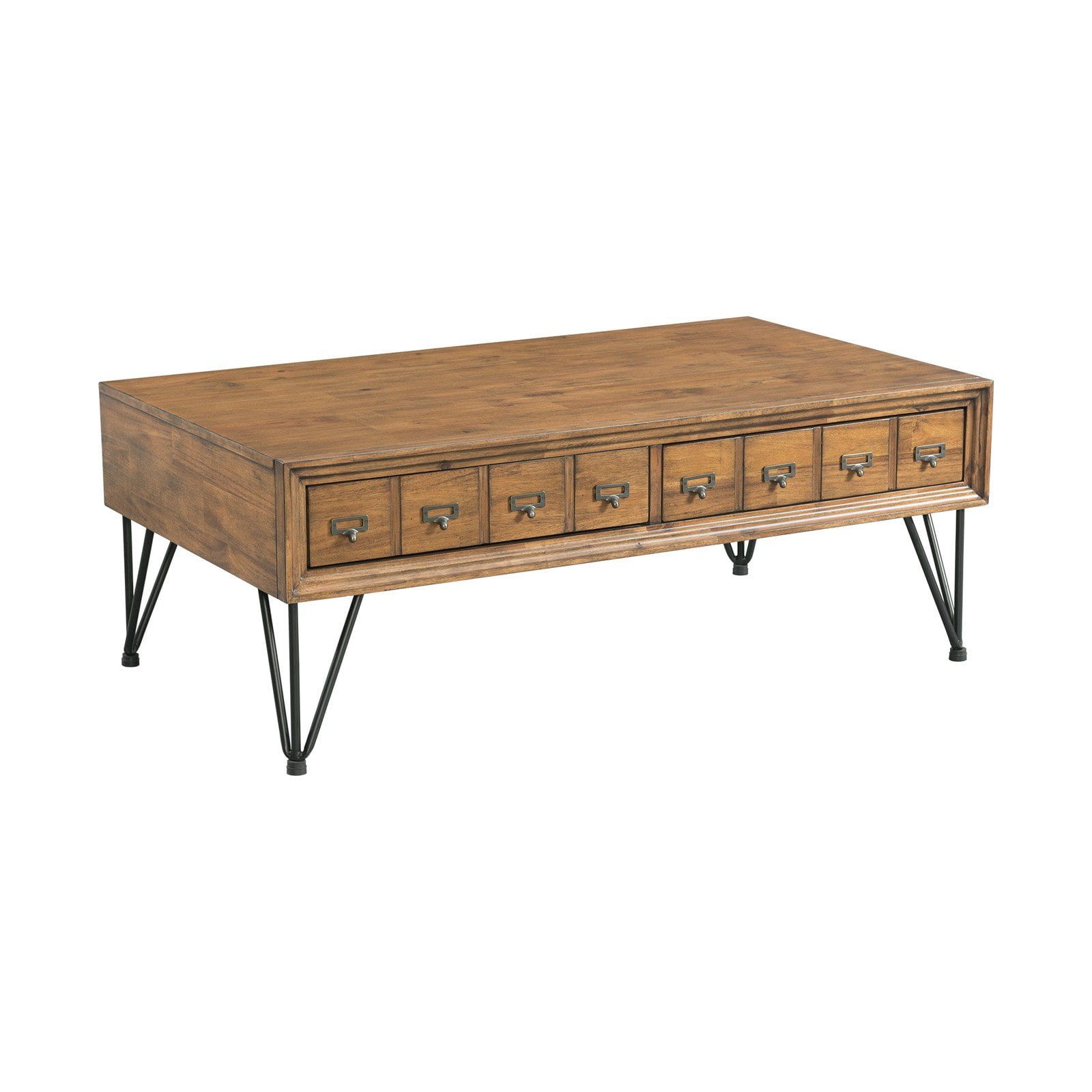 Industrial Tanner Rectangular Coffee Table with Storage in Light Walnut