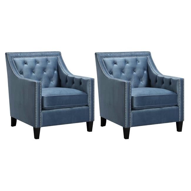 Marine Blue Velvet Accent Chair with Manufactured Wood Frame