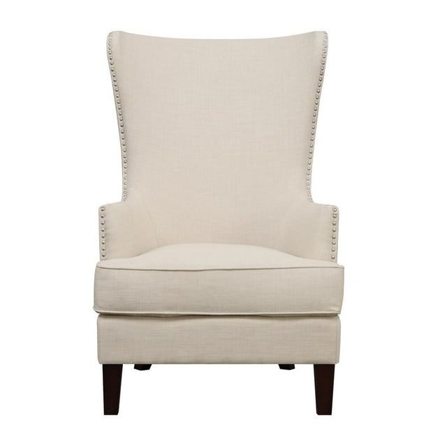 Heirloom Natural Beige Wood Wingback Accent Chair