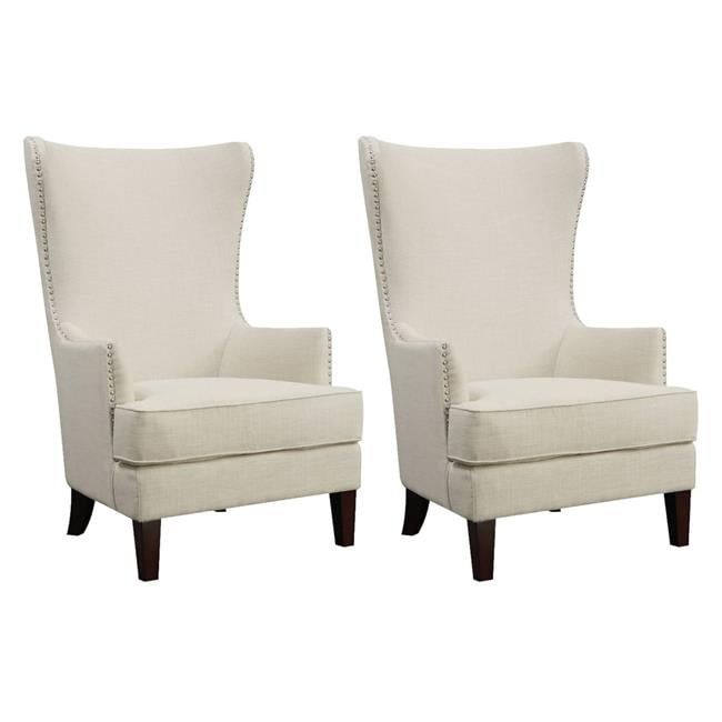 Heirloom Natural Beige Wood Wingback Accent Chair