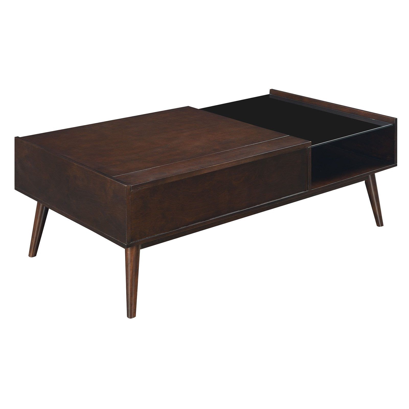 Espresso Mid-Century Modern Lift-Top Coffee Table with Storage