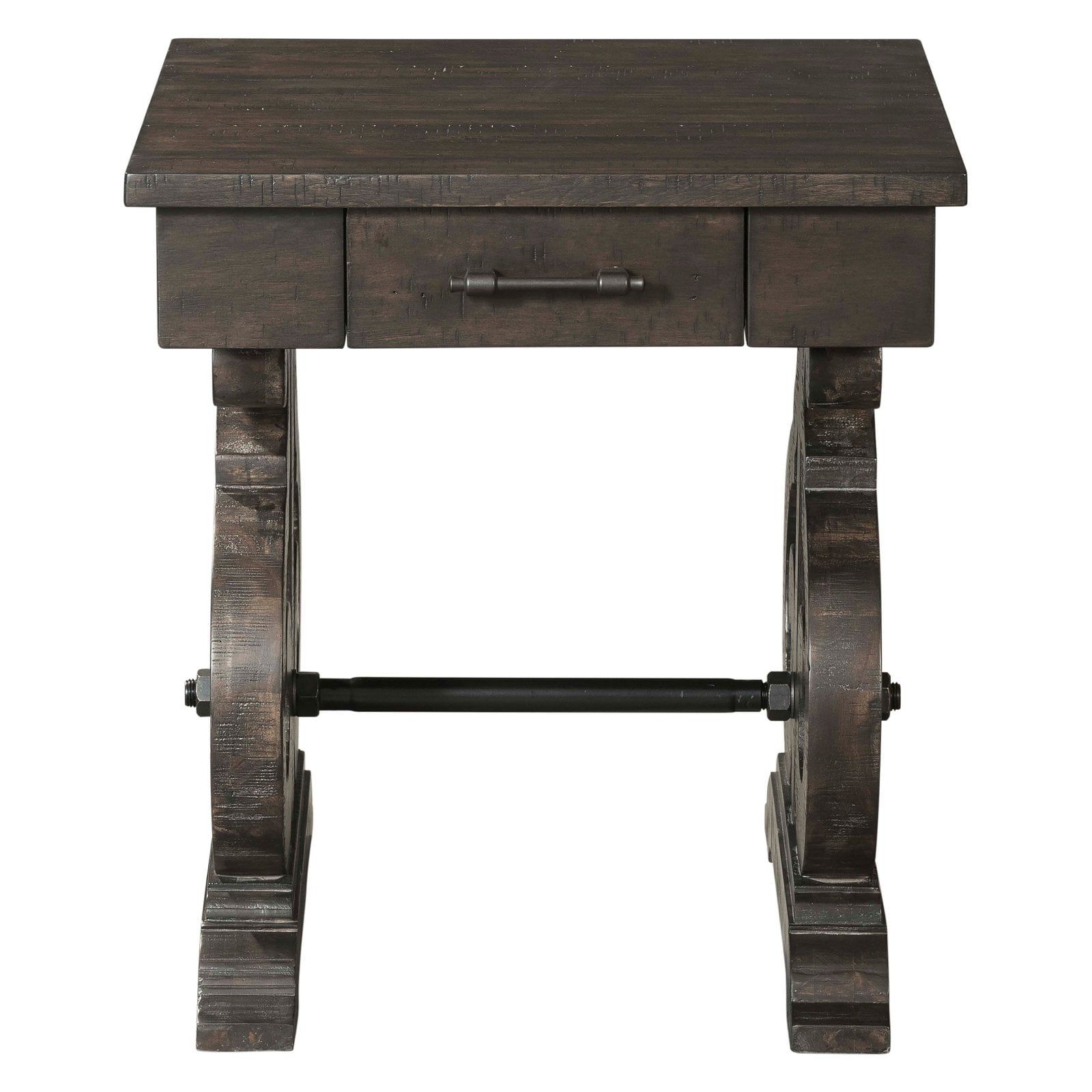 Stanford Smokey Walnut Square Wood Chairside Table with Drawer