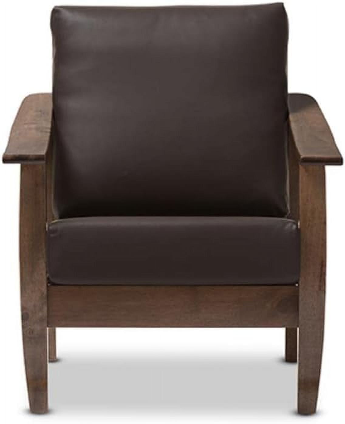 Eco-Friendly Mid-Century Modern Brown Faux Leather Accent Chair