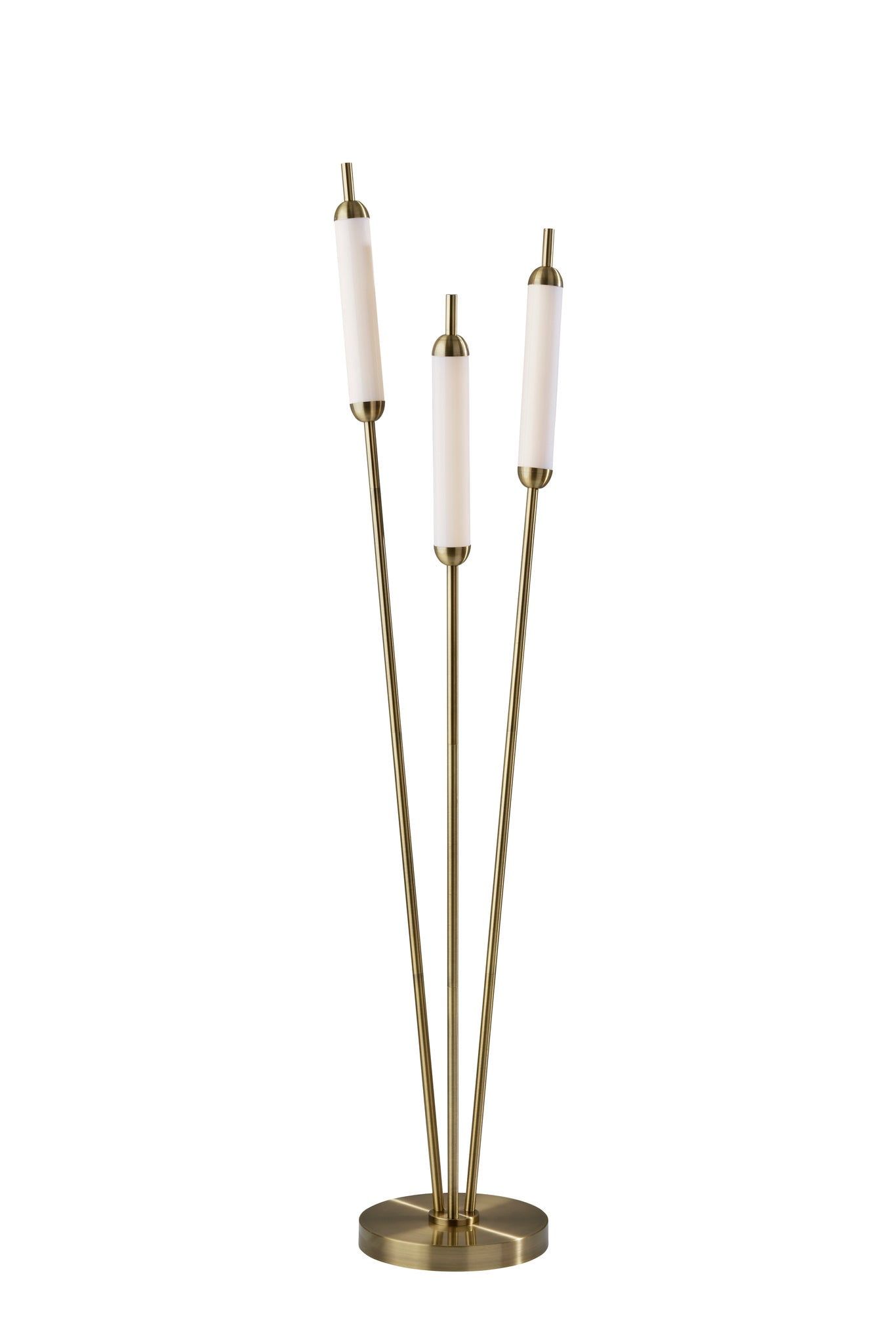 62'' Antique Brass LED Tripod Floor Lamp with Frosted Shades