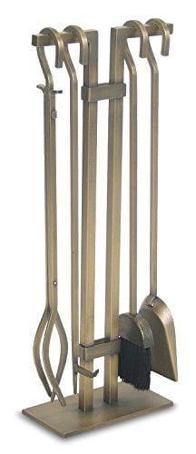 Sinclair Brushed Brass Fireplace Tool Set with Stand