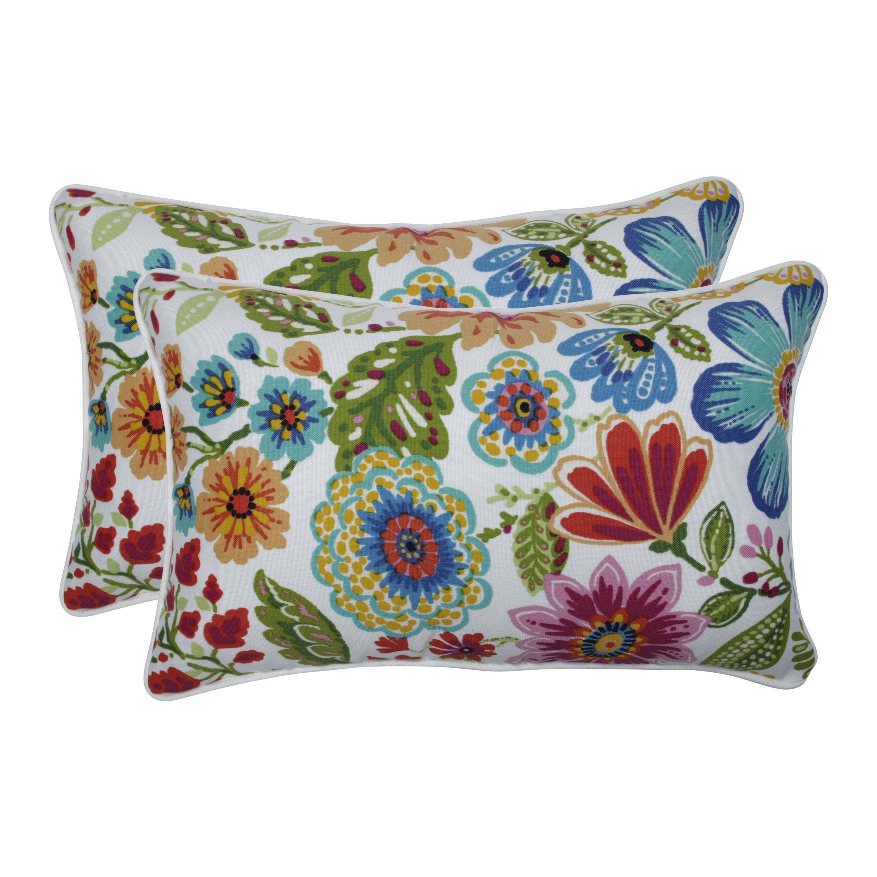 Gregoire Prima Blue Floral Rectangular Throw Pillow Set