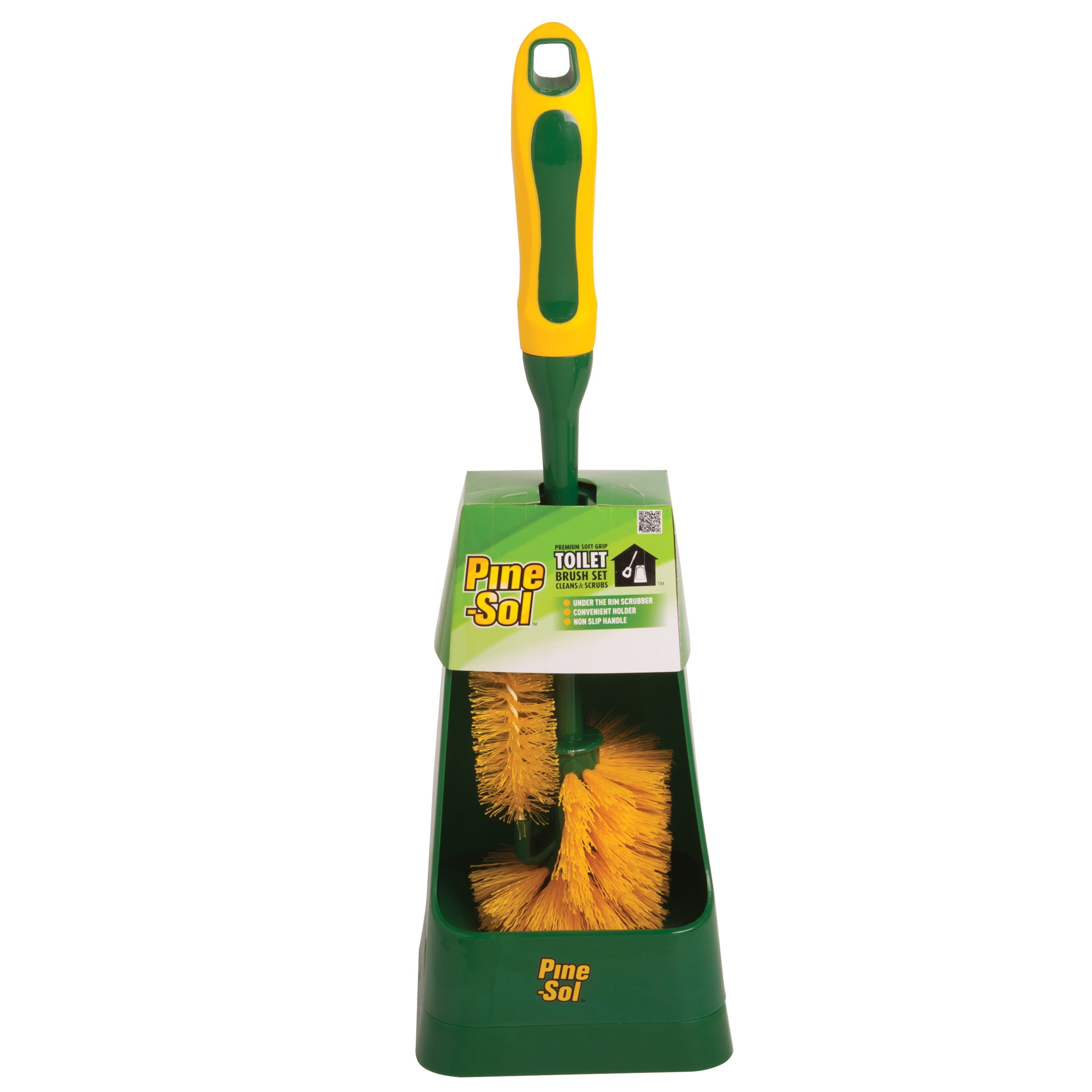 Premium Green and Yellow Plastic Toilet Brush with Holder