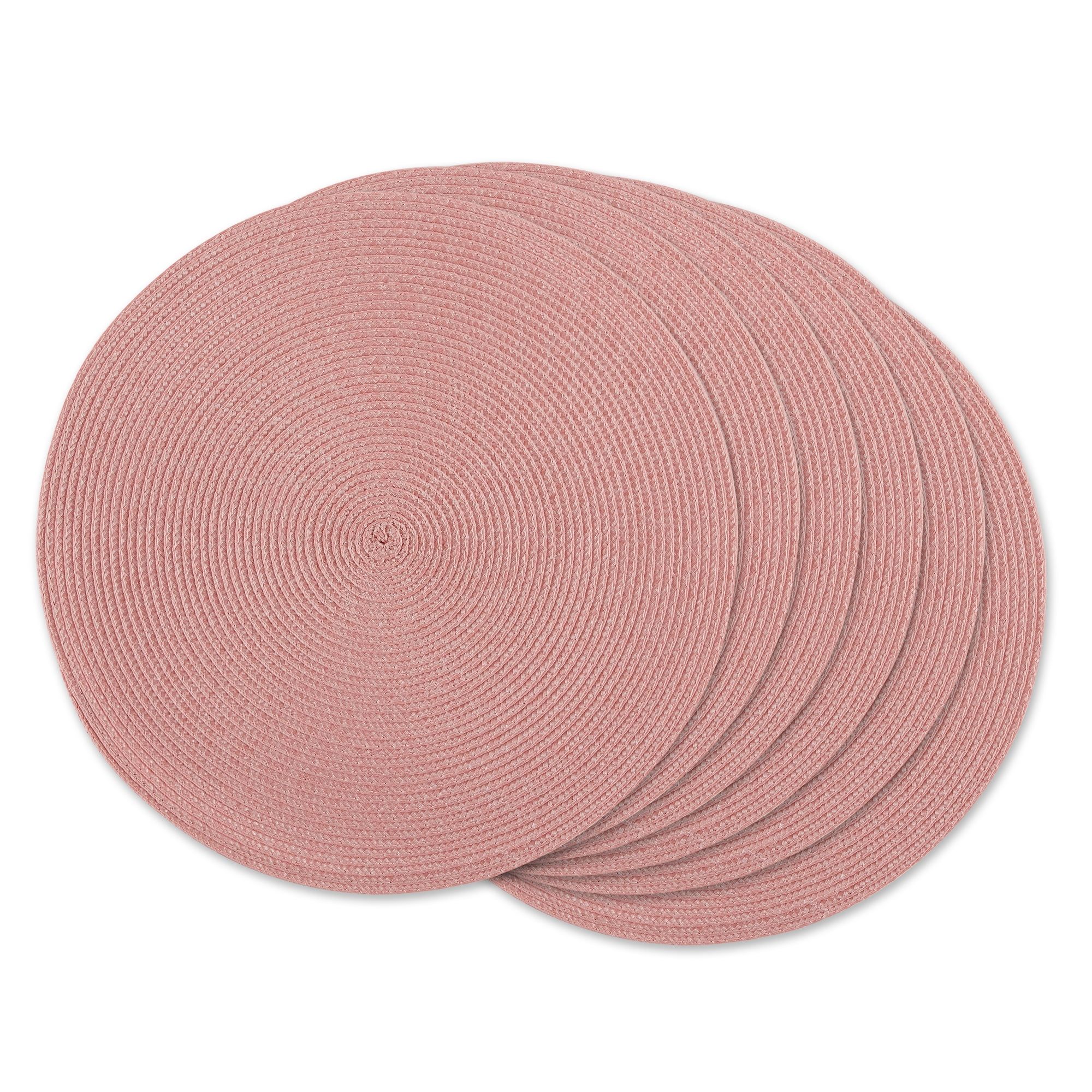 Pink Sorbet Round Woven Fabric Placemats, Set of 6