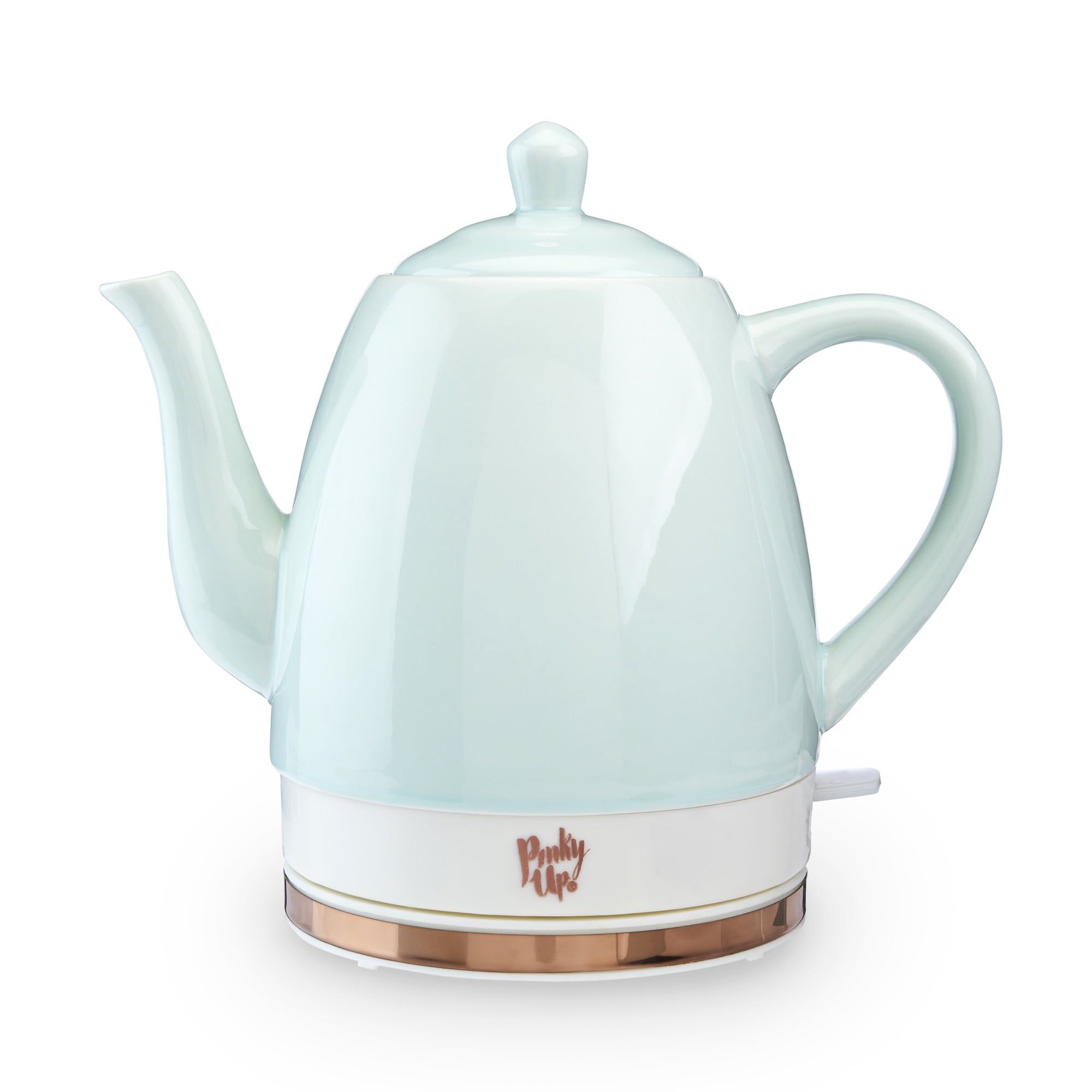 Mint and Rose Gold Ceramic Electric Gooseneck Tea Kettle