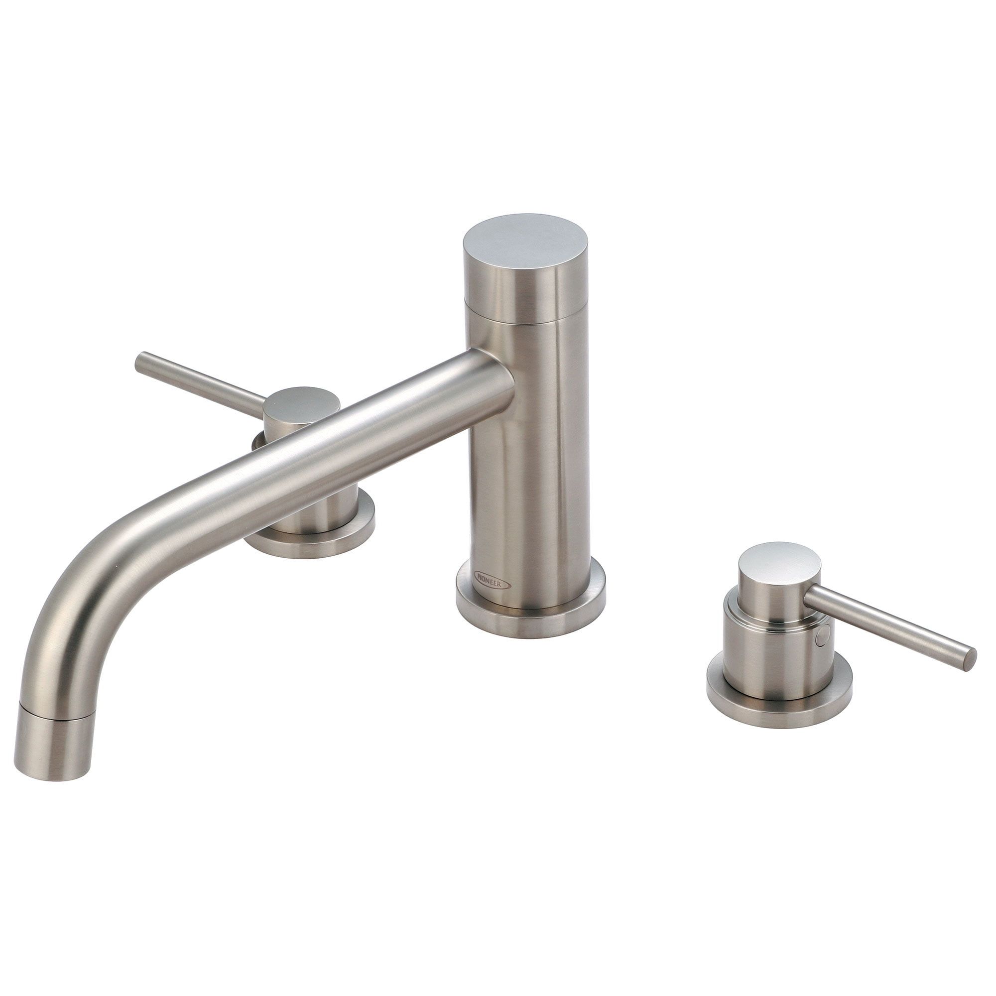 Brushed Nickel Modern Roman Tub Faucet with Bent Nose Spout