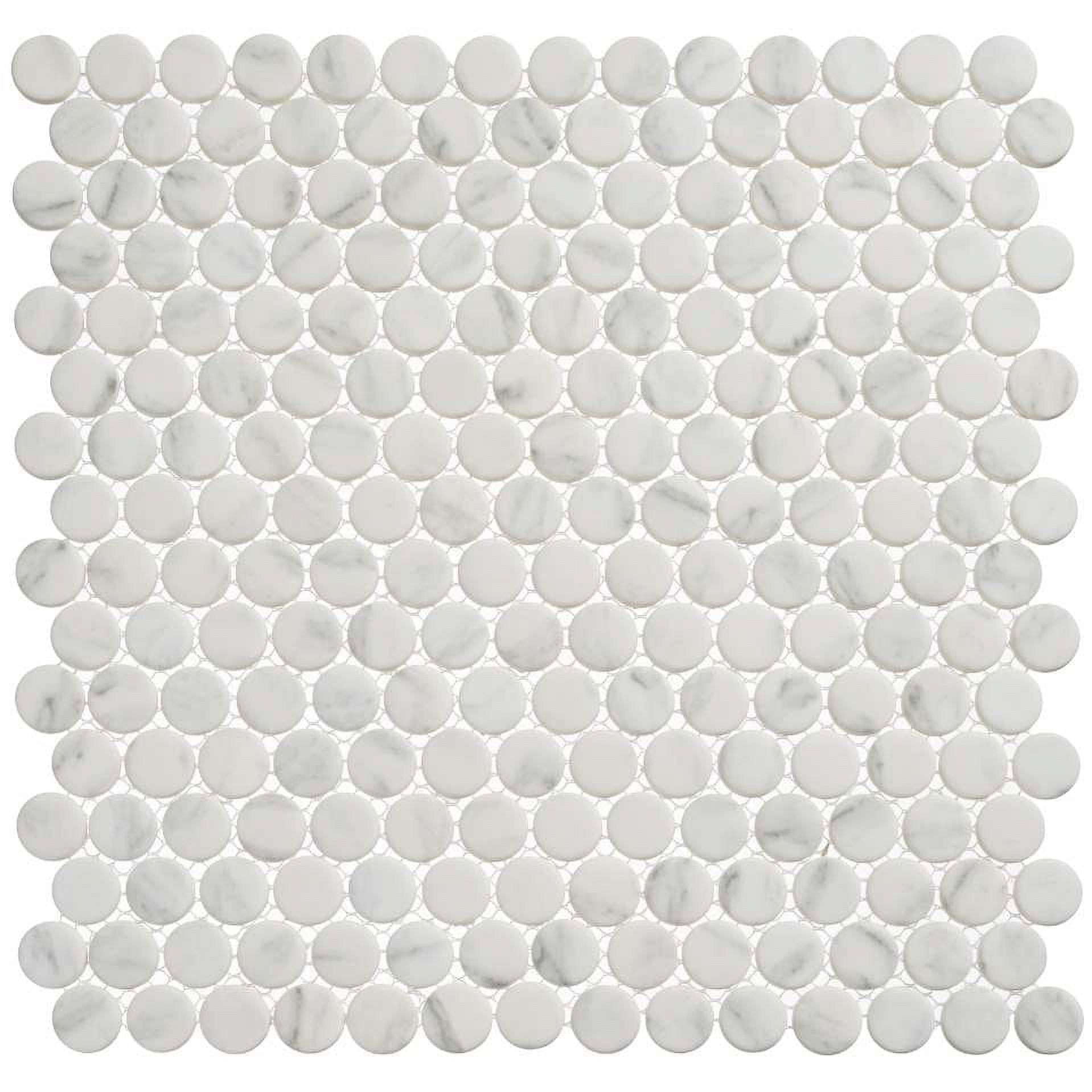 Aura White Penny Round Glass Mosaic Tile Sample