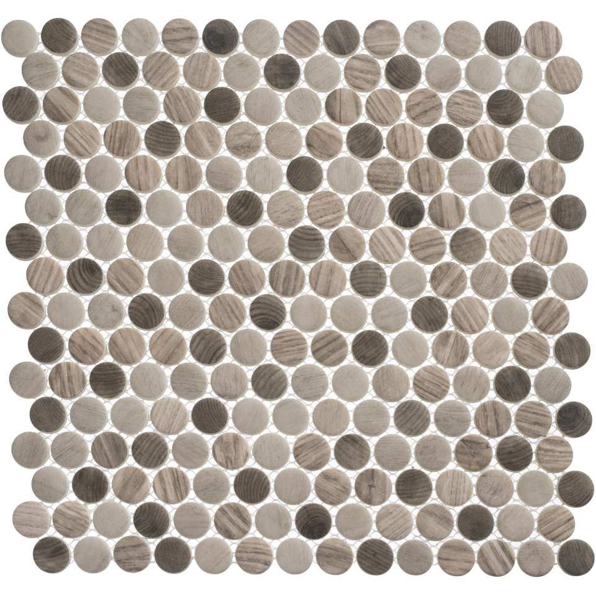 Moka Brown Penny Round Matte Glass Mosaic Tile Sample