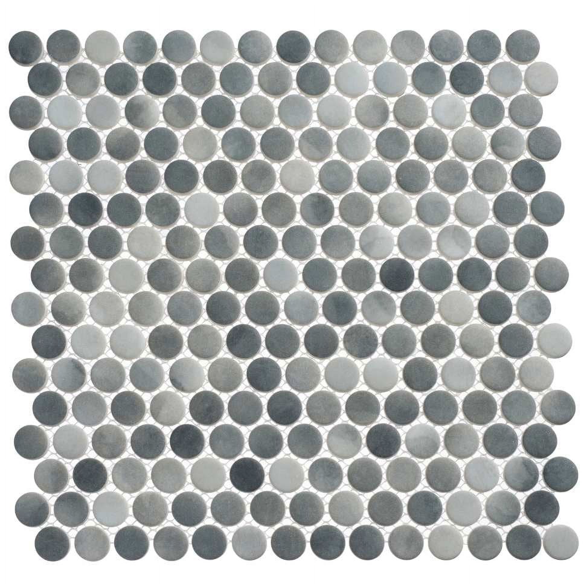 Char Gray Penny Round Glass Mosaic Tile Sample