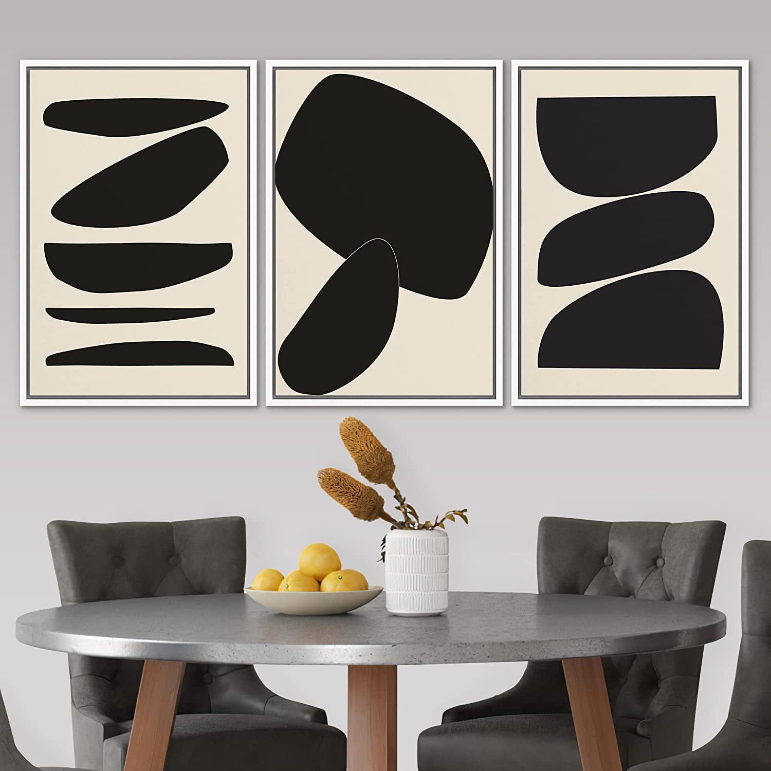 Modern Black and White Geometric Canvas Print Set