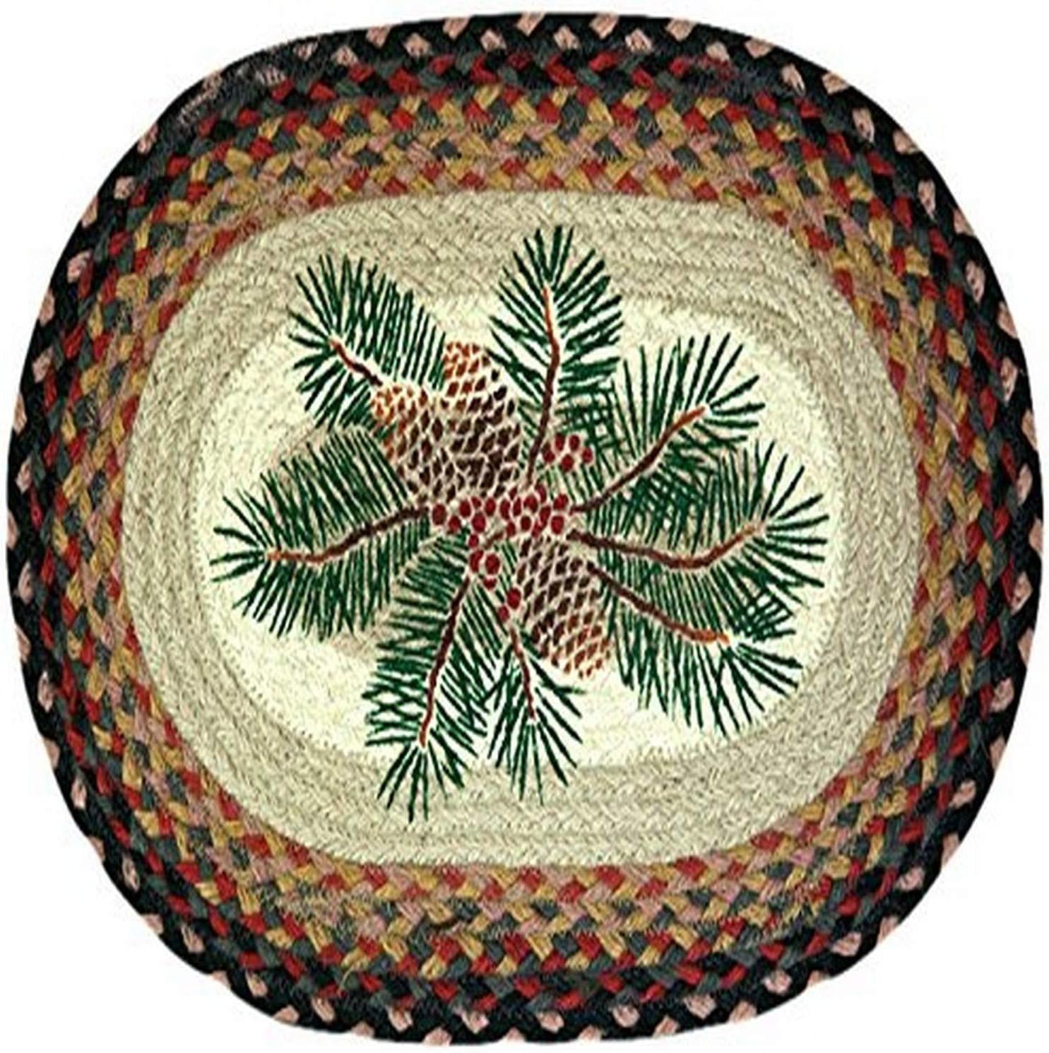 Pinecone Red Berry Oval Jute Placemat 13x19