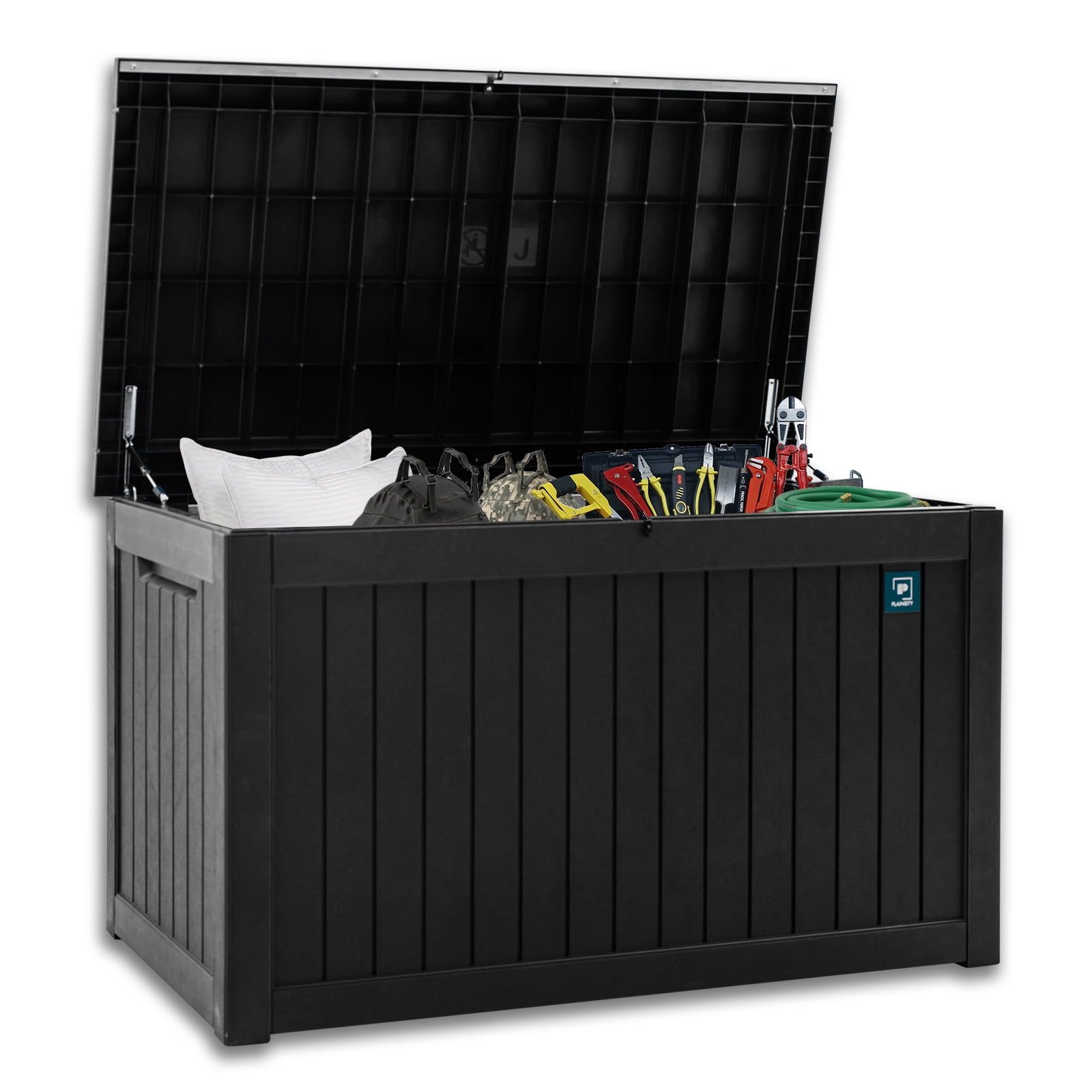 Black 230 Gallon Lockable Resin Deck Storage Box