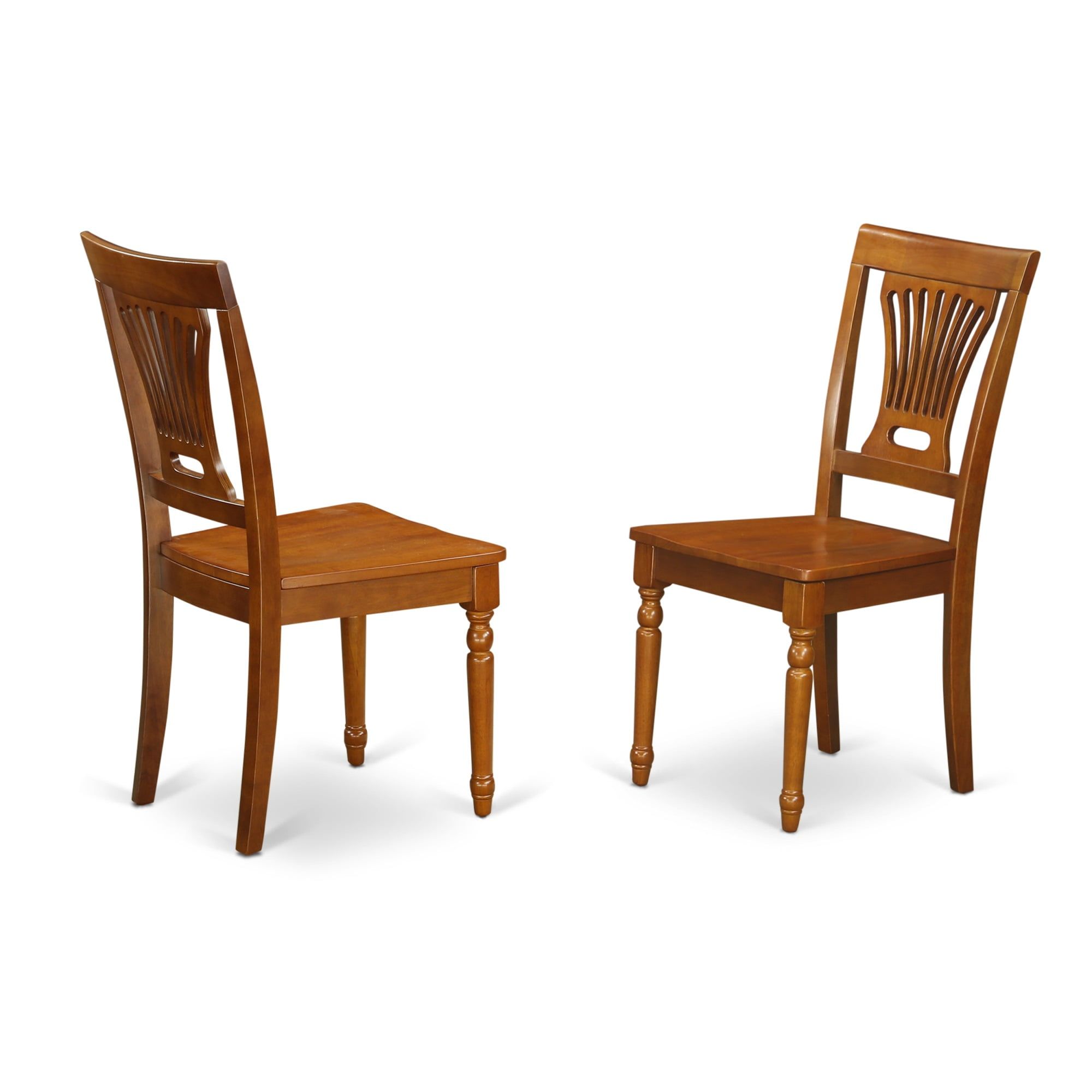 Plainville Saddle Brown Solid Wood Dining Chairs, Set of 2