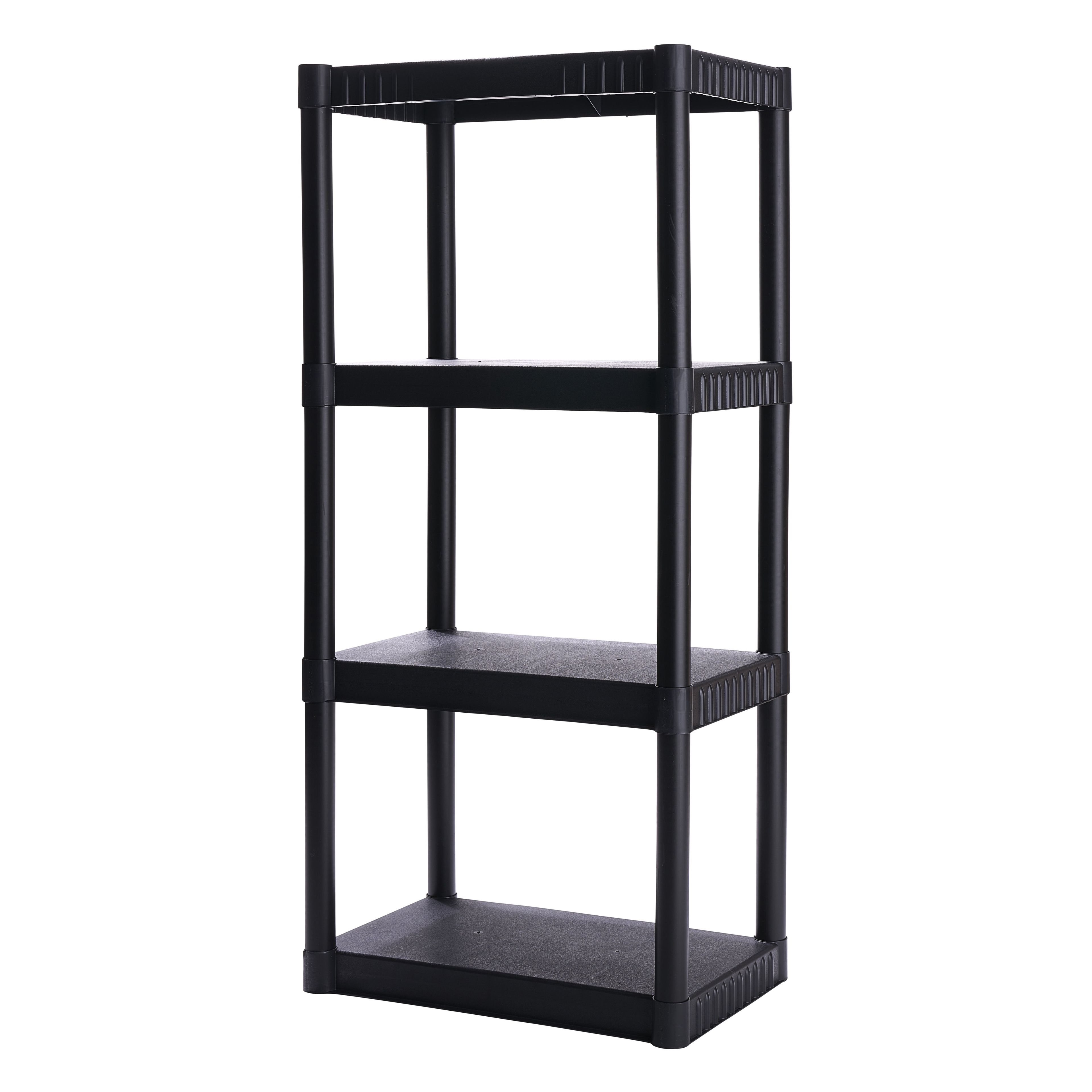 Plano 4-Tier Black Heavy-Duty Plastic Storage Shelves