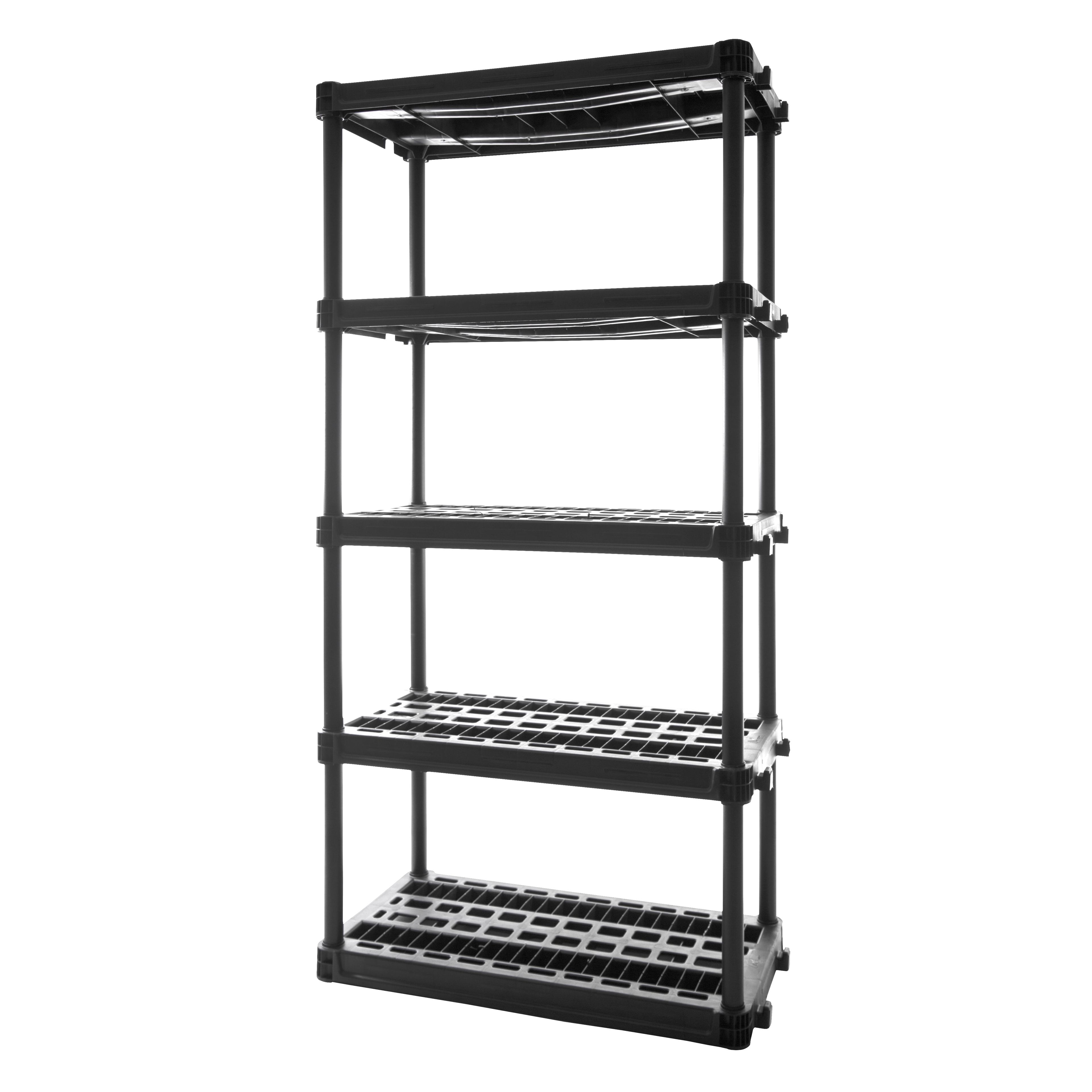 Plano 5-Tier Black Heavy Duty Plastic Storage Shelving Unit