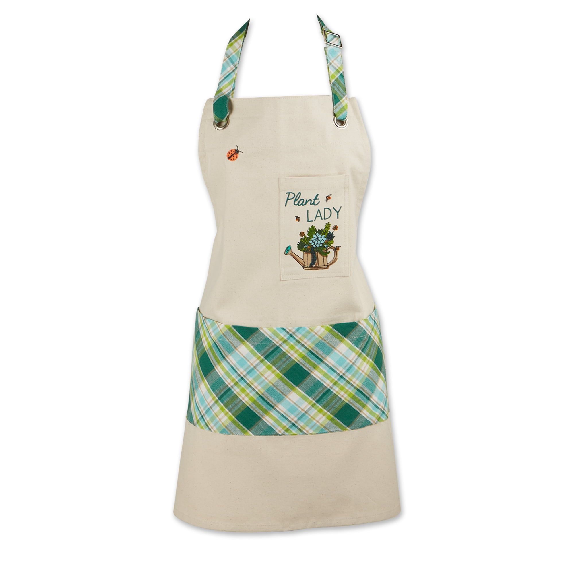 Plant Lady Beige and Green Cotton Garden Apron
