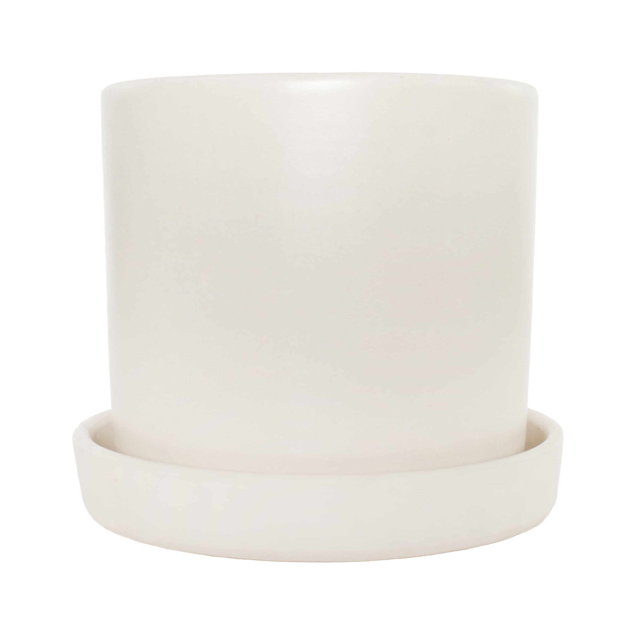 Semi Matte Cream Hyde 9" Round Indoor Planter with Saucer