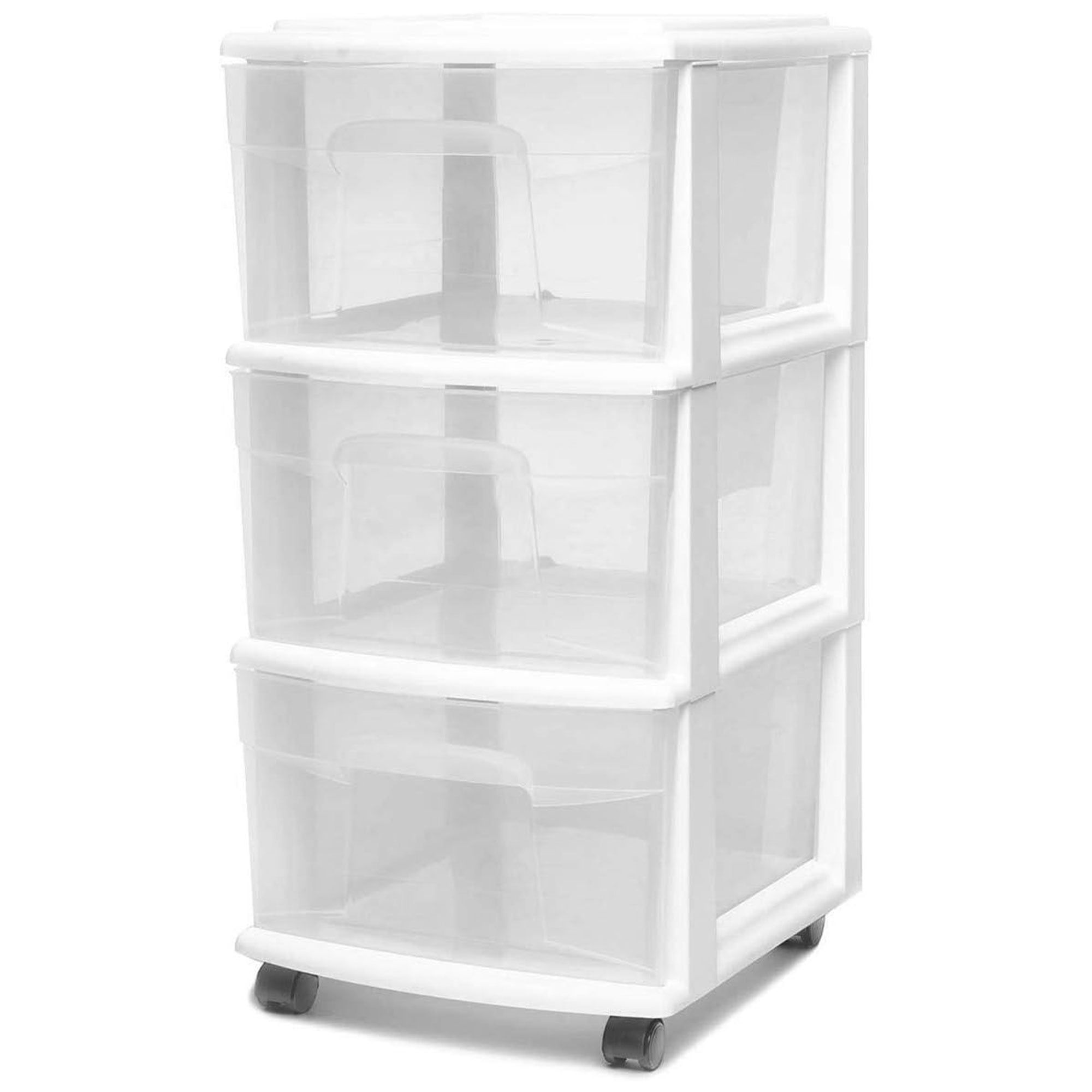 White 3-Drawer Plastic Storage Cart with Wheels