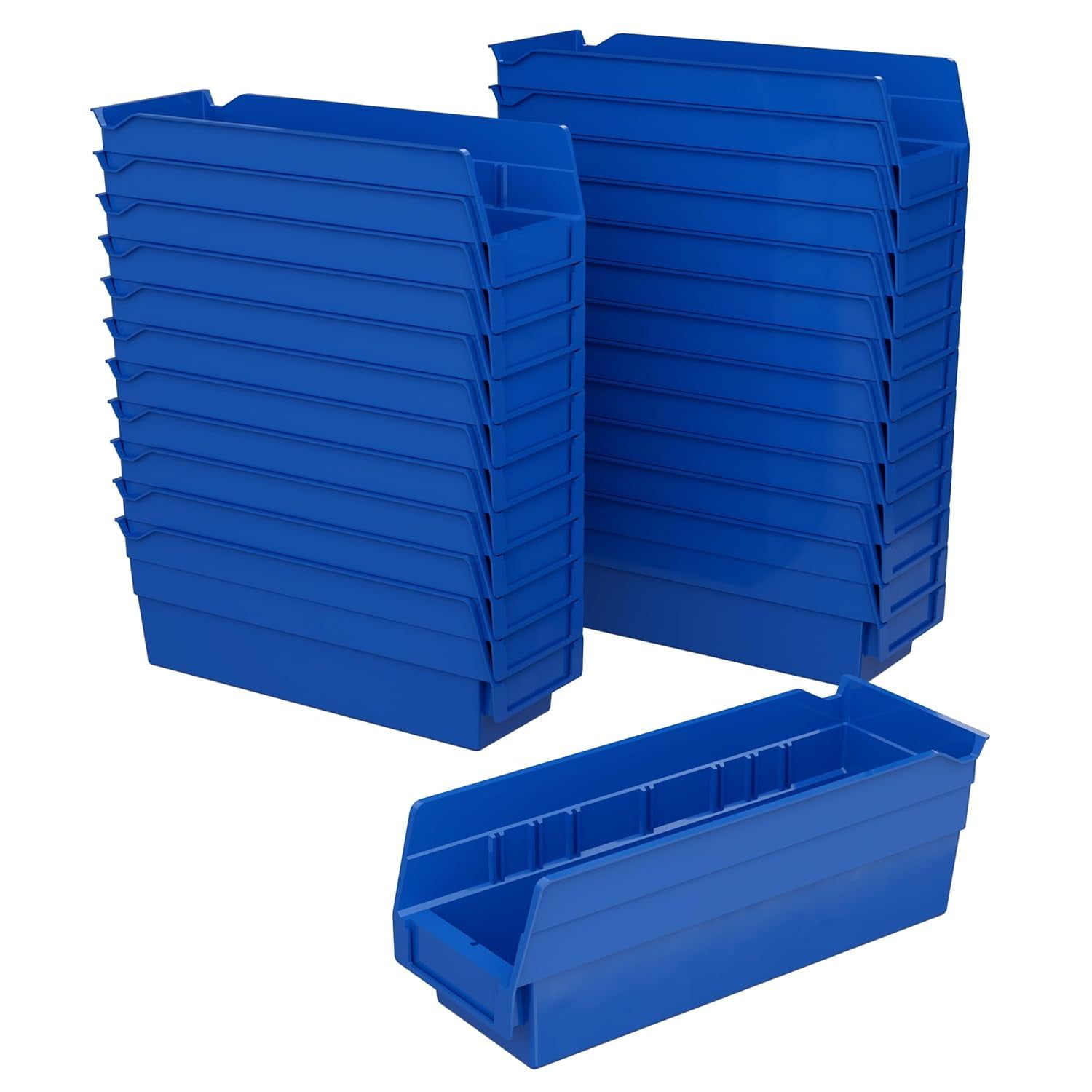 Blue Plastic Organizer Bins for Kitchen and Pantry, 24-Pack