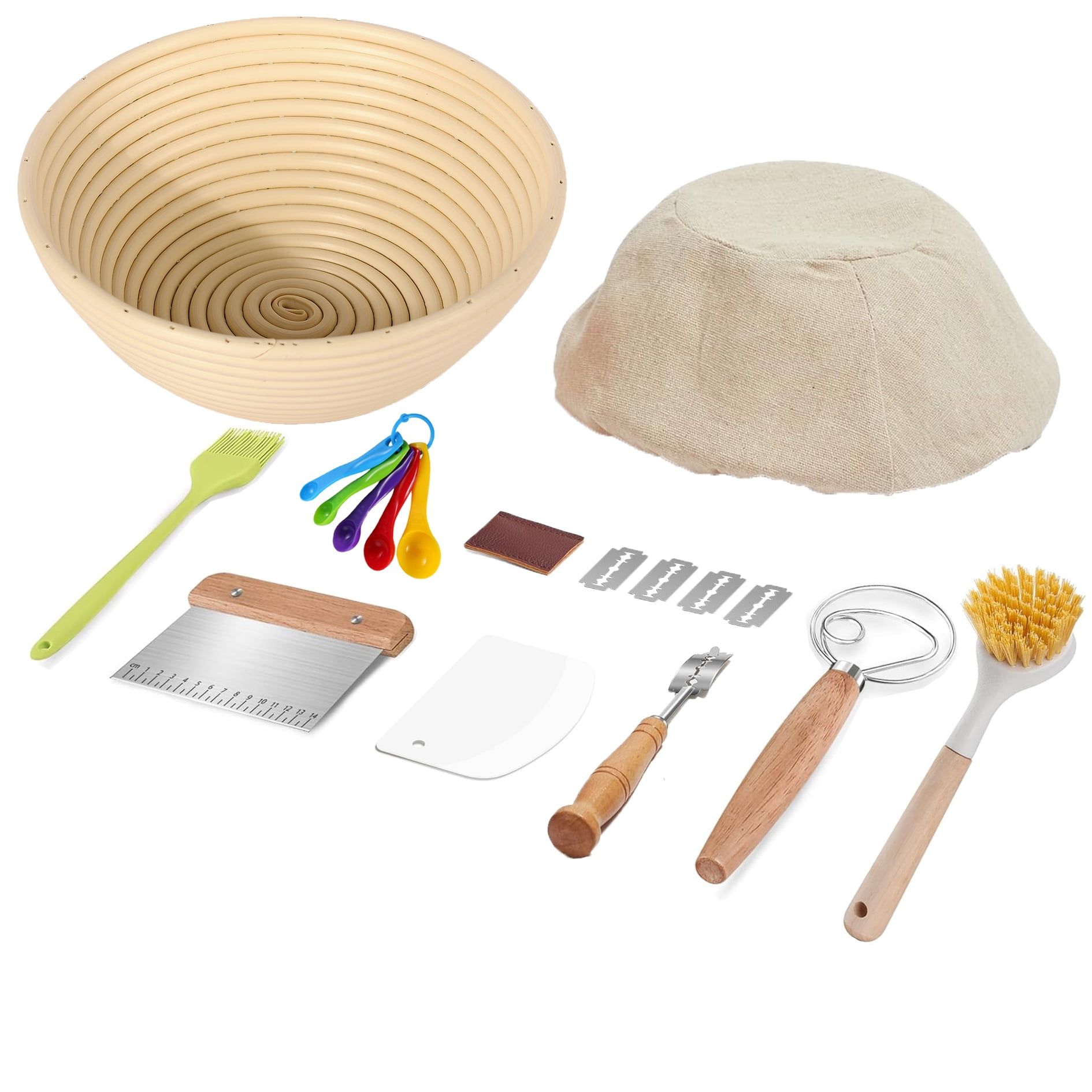 9-Inch Round Rattan Bread Proofing Basket Kit