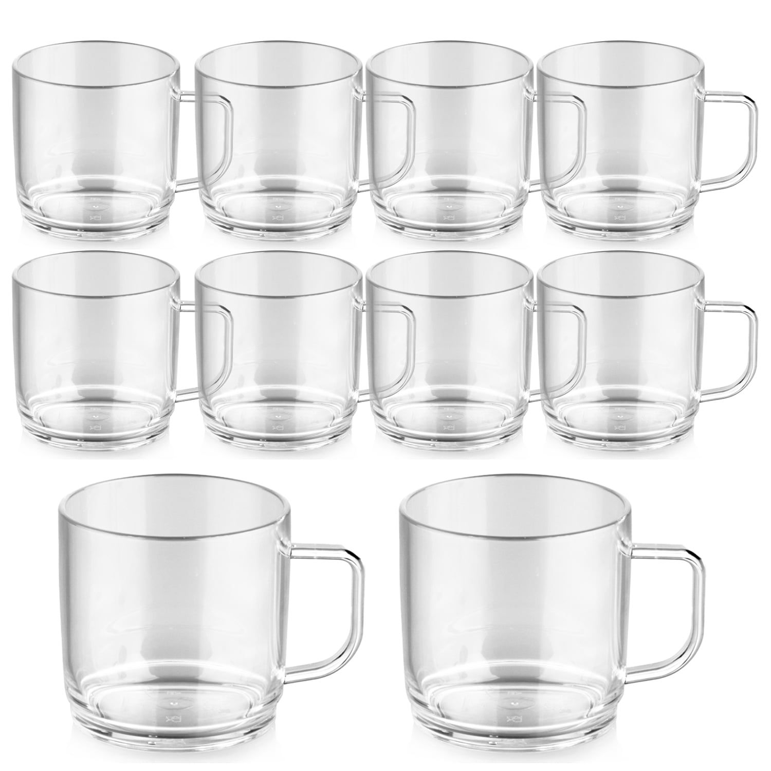 Clear Polycarbonate 10 Oz Microwave Safe Mugs, Set of 10