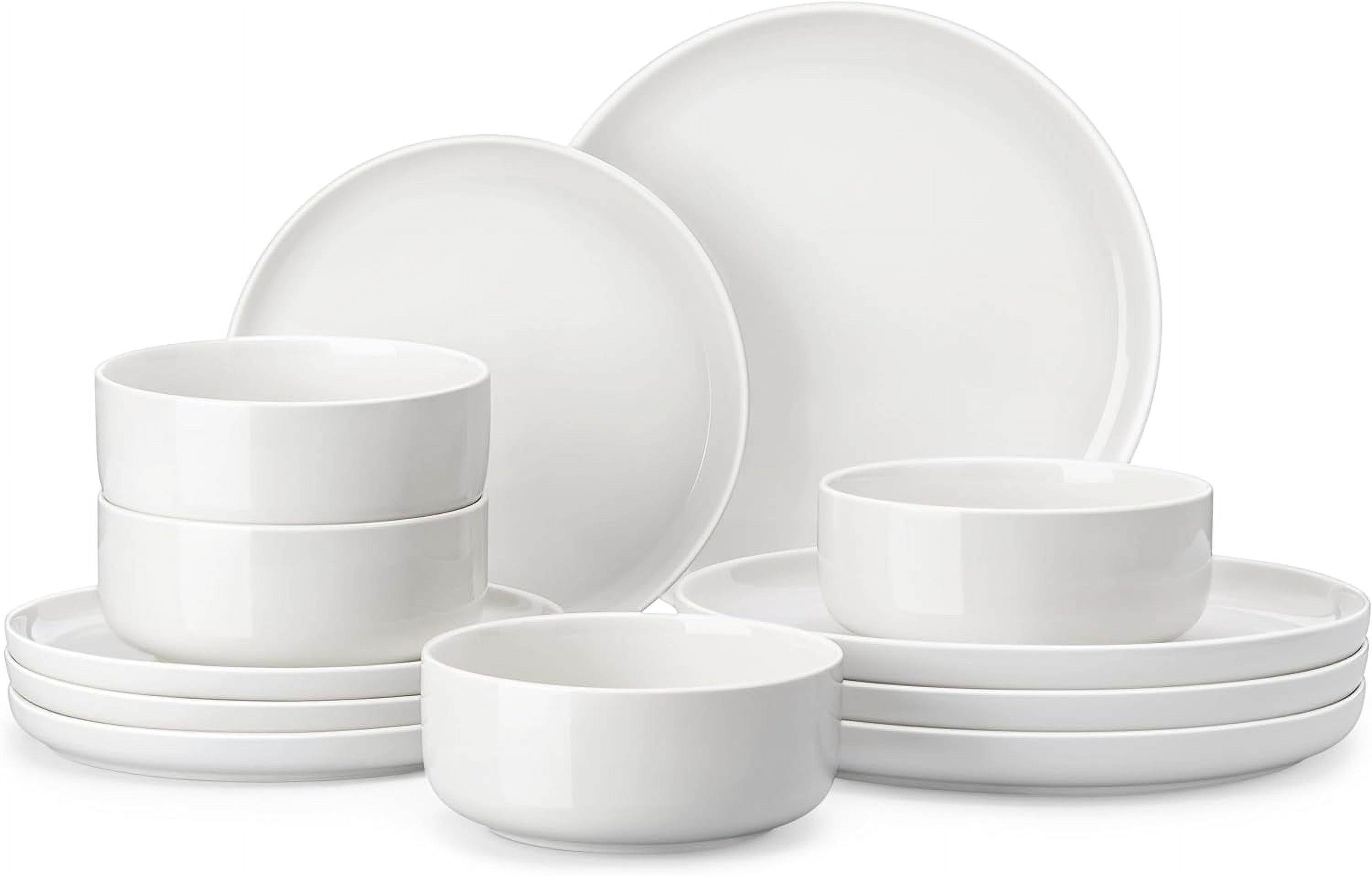 Ivory White Porcelain 12-Piece Dinnerware Set, Service for 4